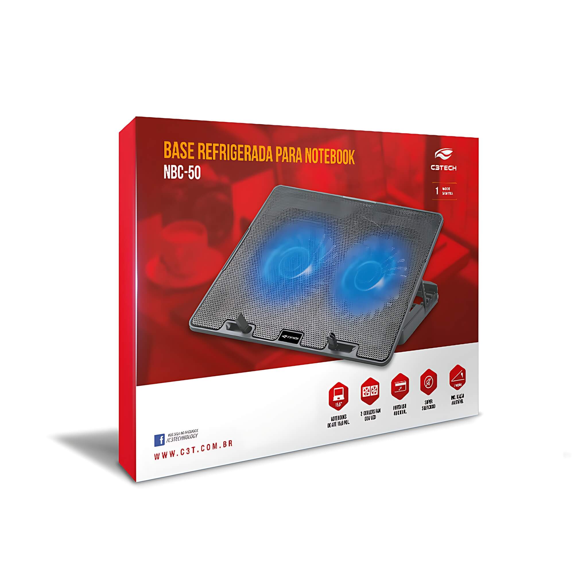 Base para Notebook 15,6" NBC-50BK C3 Tech - 308070220100