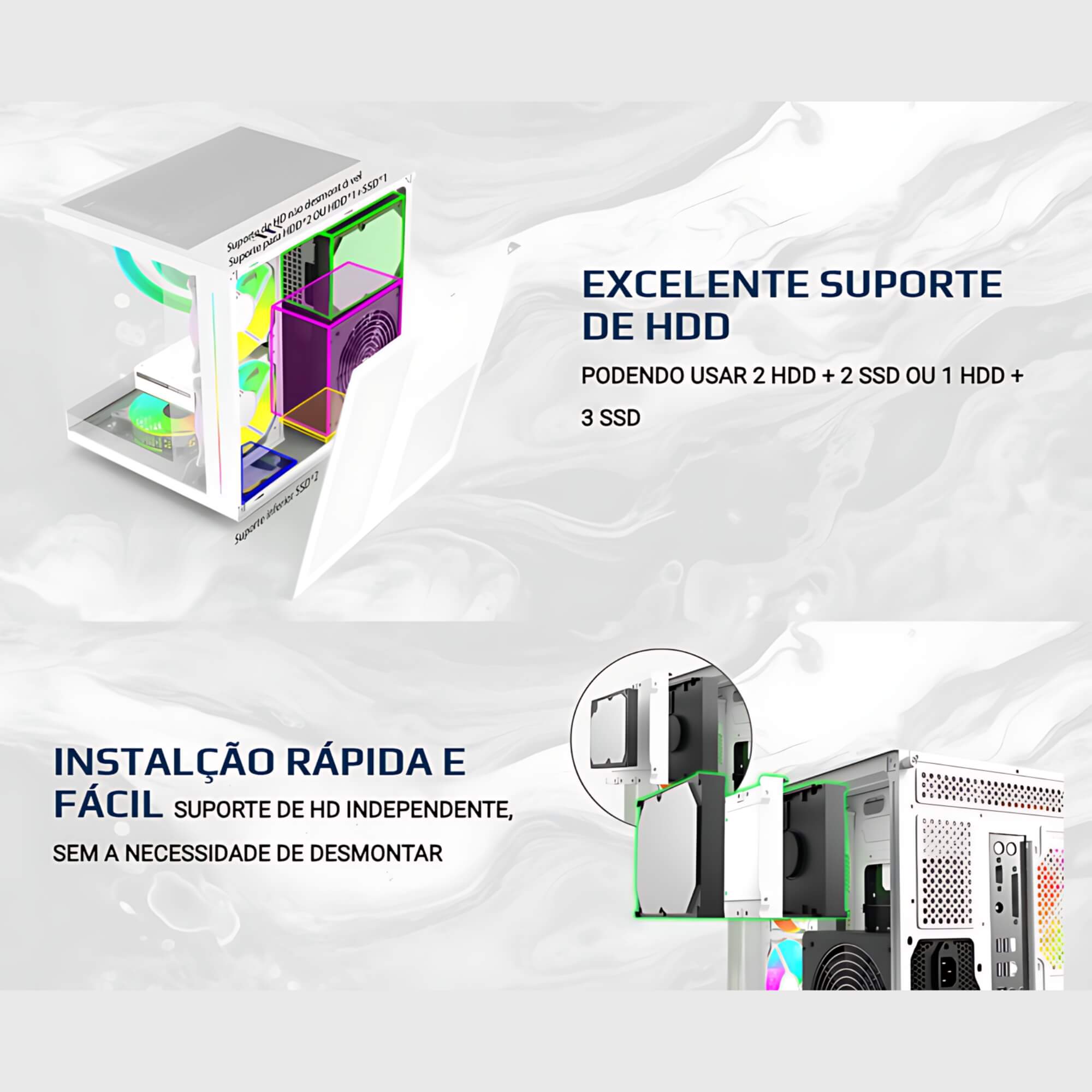 Gabinete Aquarius MT-G810BK Sem Fonte C3 Tech Gaming - 301030580100