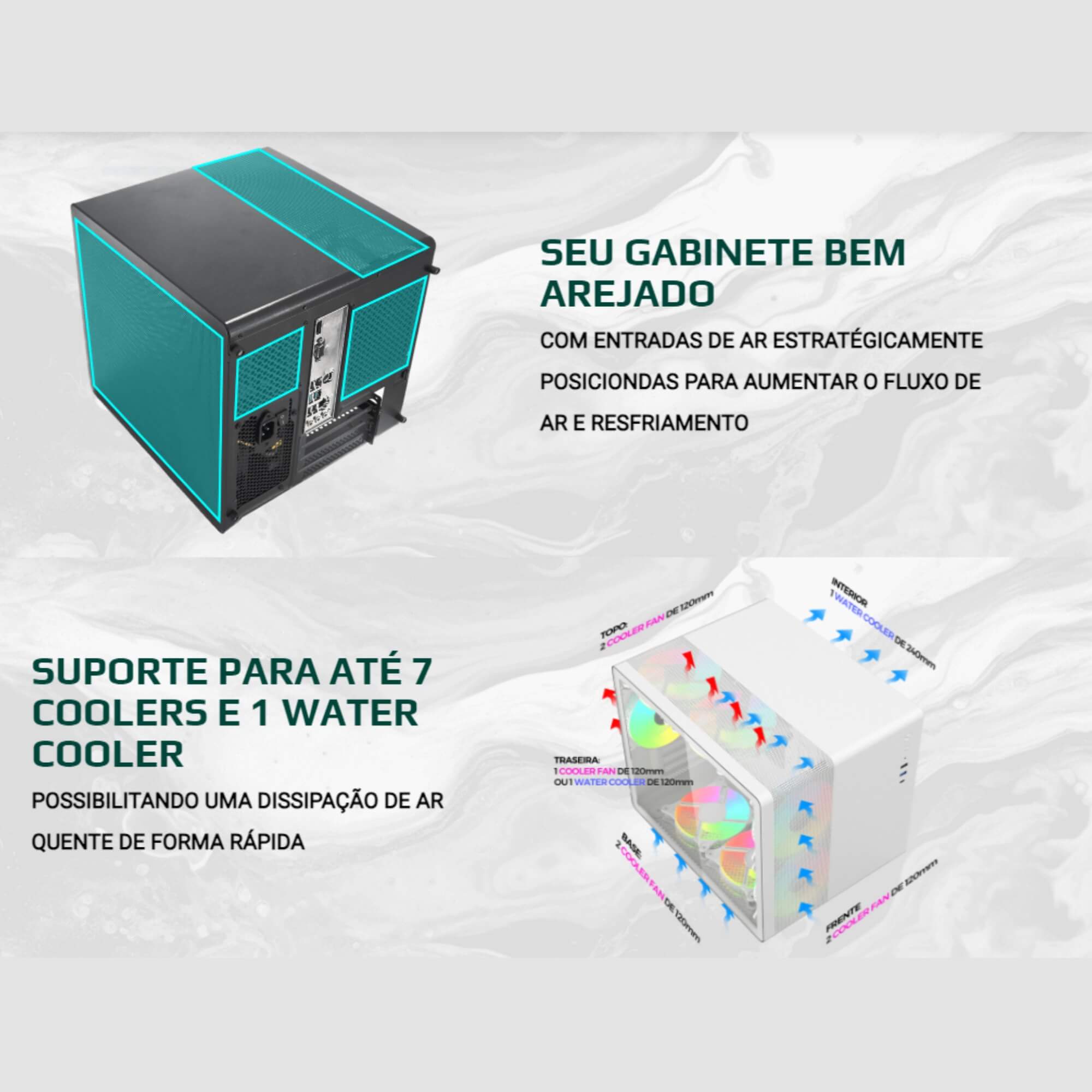 Gabinete Aquarius MT-G710BK Sem Fonte C3 Tech Gaming - 301030570100