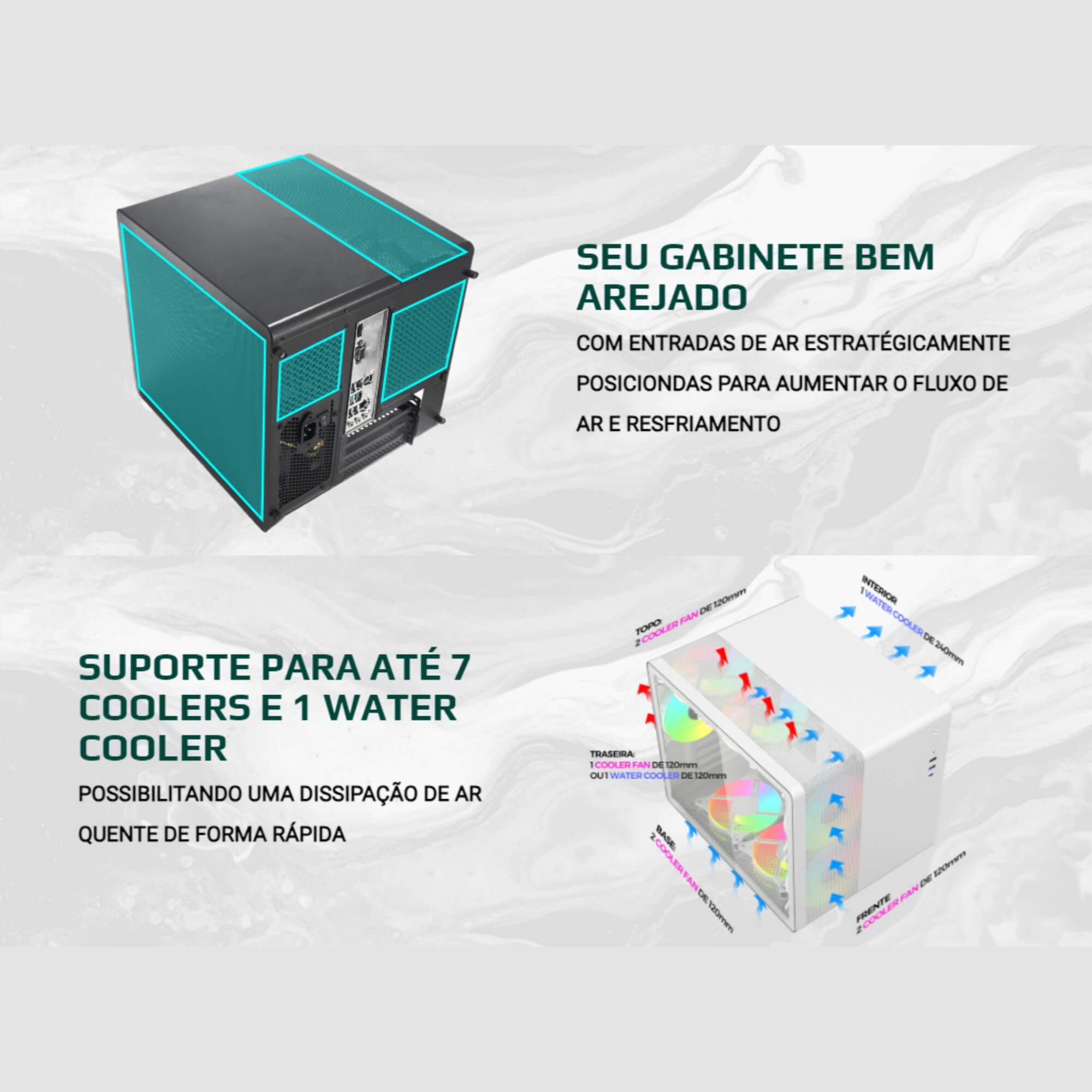 Gabinete Aquarius MT-G710WH Sem Fonte C3 Tech Gaming - 301030570400