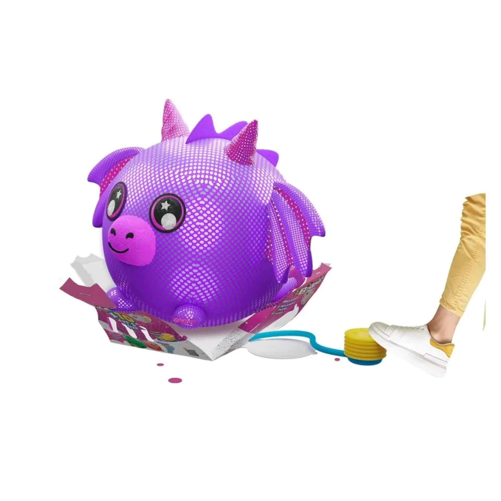 VAR Brinquedo Infantil 1x Pelúcia Biggies Inflável C/ Bomba de Ar  - Multilaser Modelo:Dragão