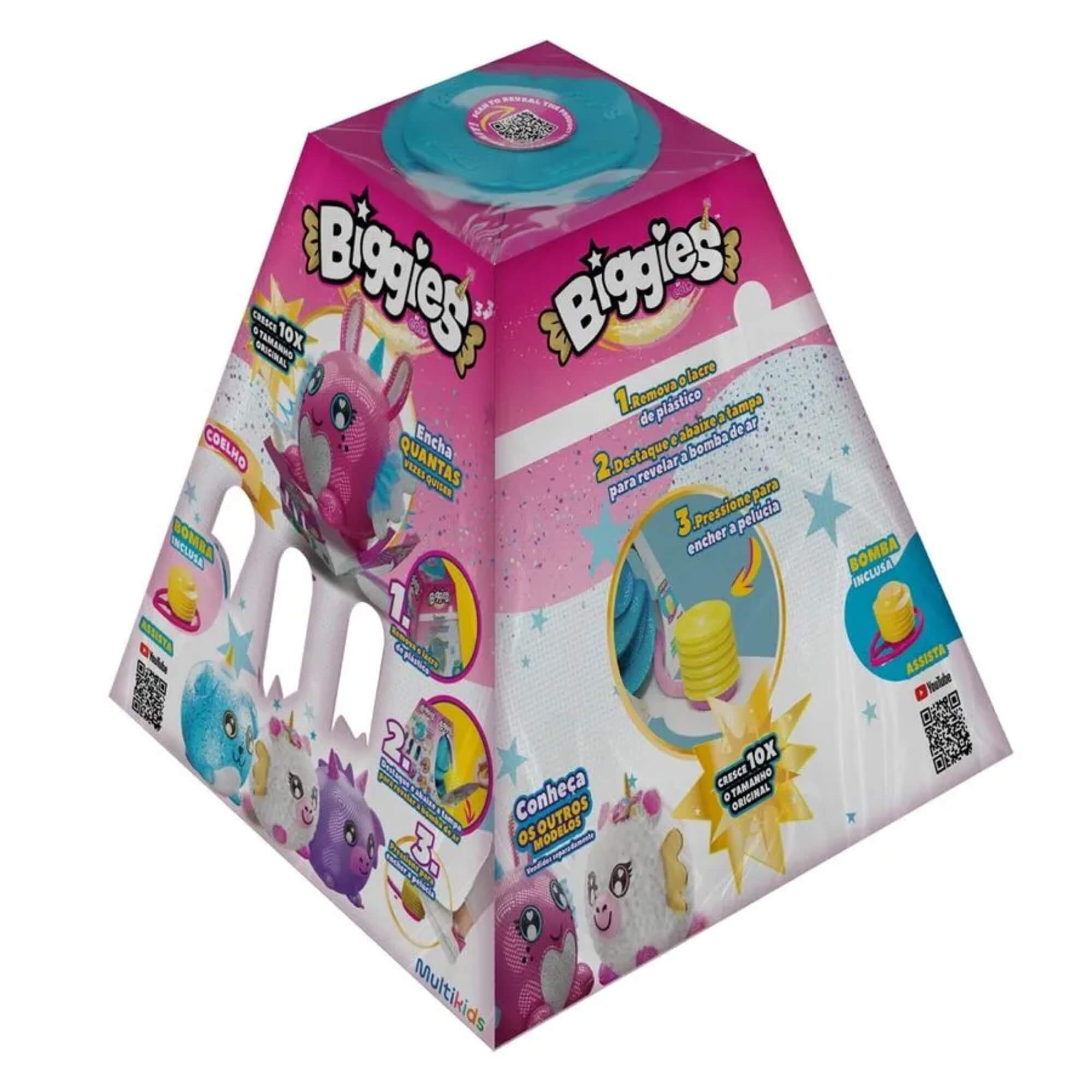 VAR Brinquedo Infantil 1x Pelúcia Biggies Inflável C/ Bomba de Ar  - Multilaser