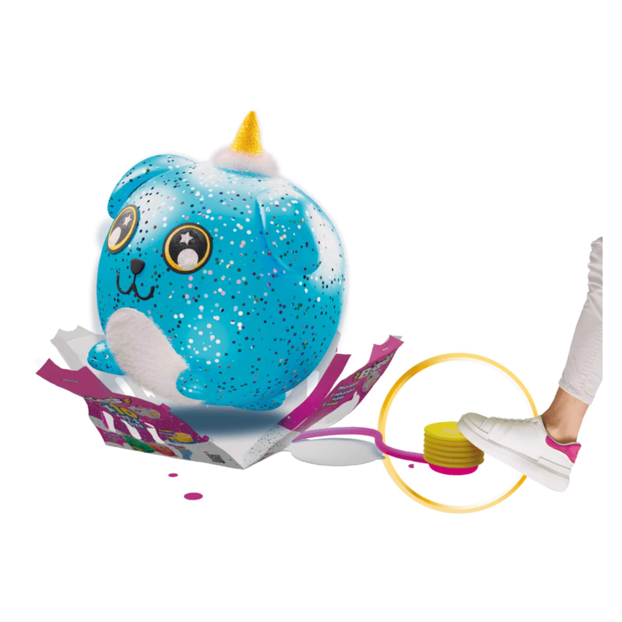 VAR Brinquedo Infantil 1x Pelúcia Biggies Inflável C/ Bomba de Ar  - Multilaser