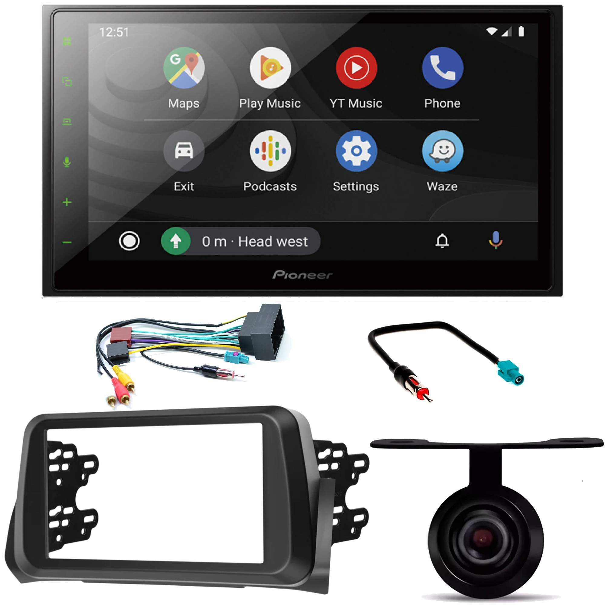 COMP Kit Central Multimídia 2 Din Pioneer DMH-Z5380TV Tela 6.8 Argo 201 Moldura e câmera de ré