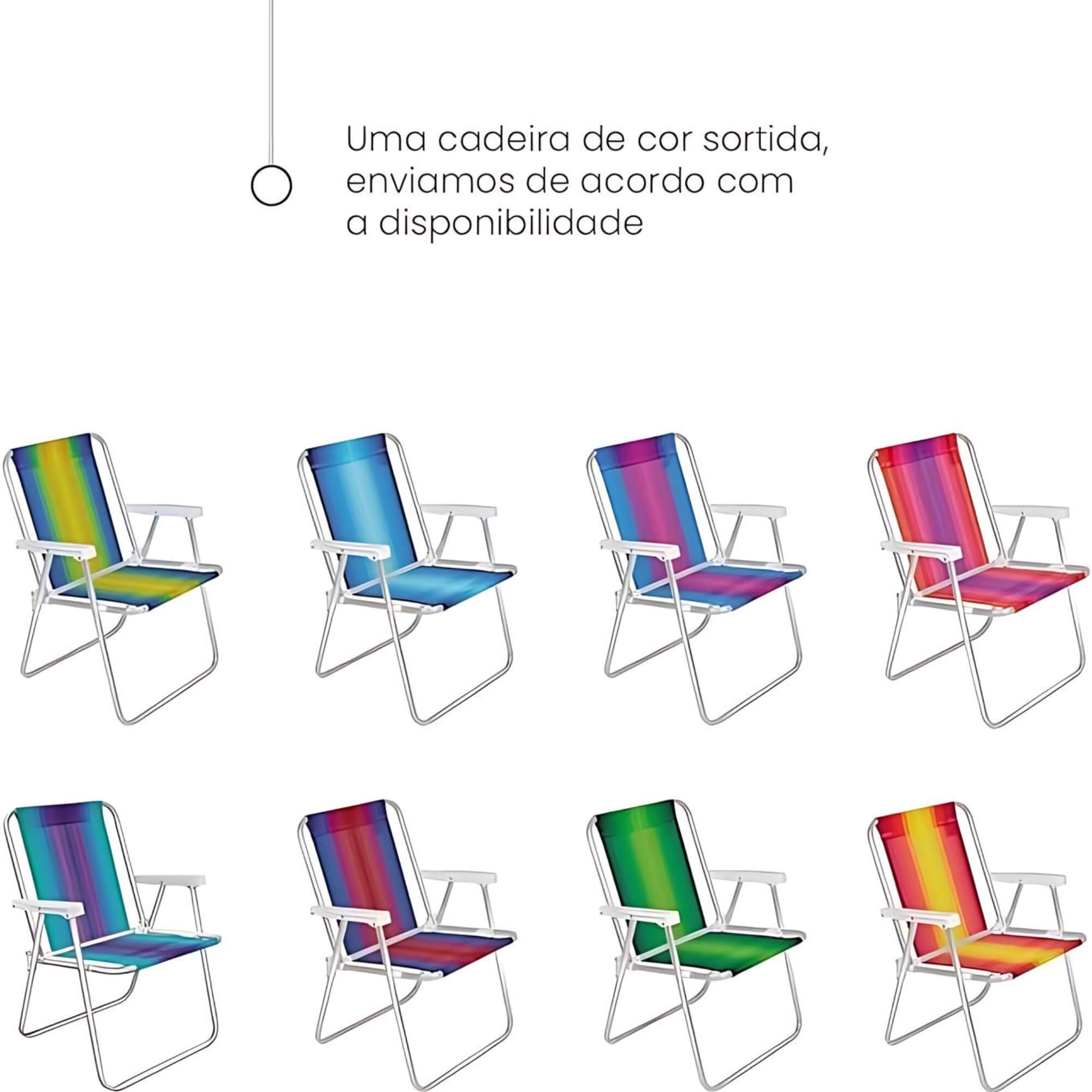 Cadeira Alta de Praia em Alumínio Estampas Sortidas até 110kgs MOR - 002101