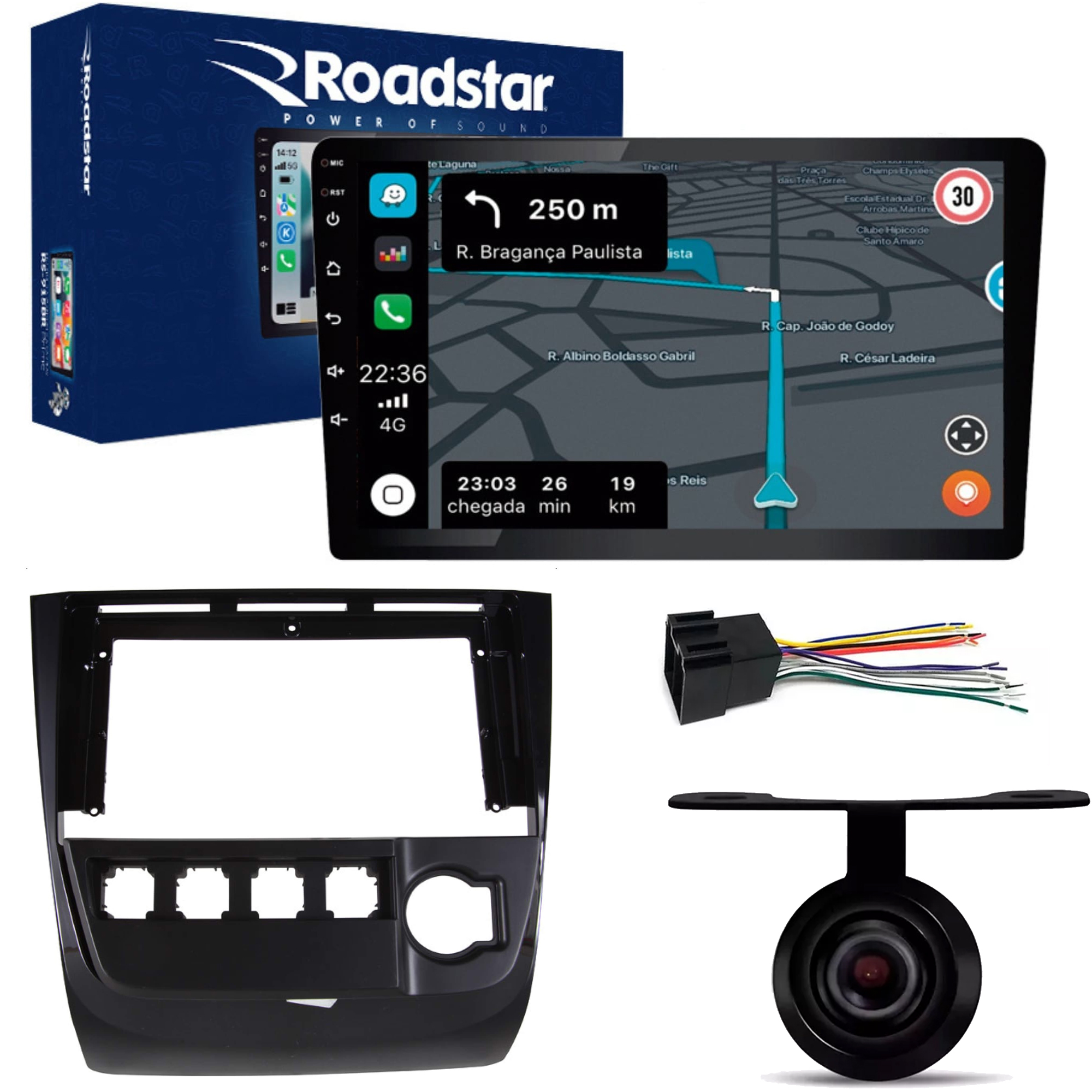 COMP Kit Multimídia Android 9 " Roadstar Gol Voyage Saveiro G6 Android Auto  Carplay + câmera de ré