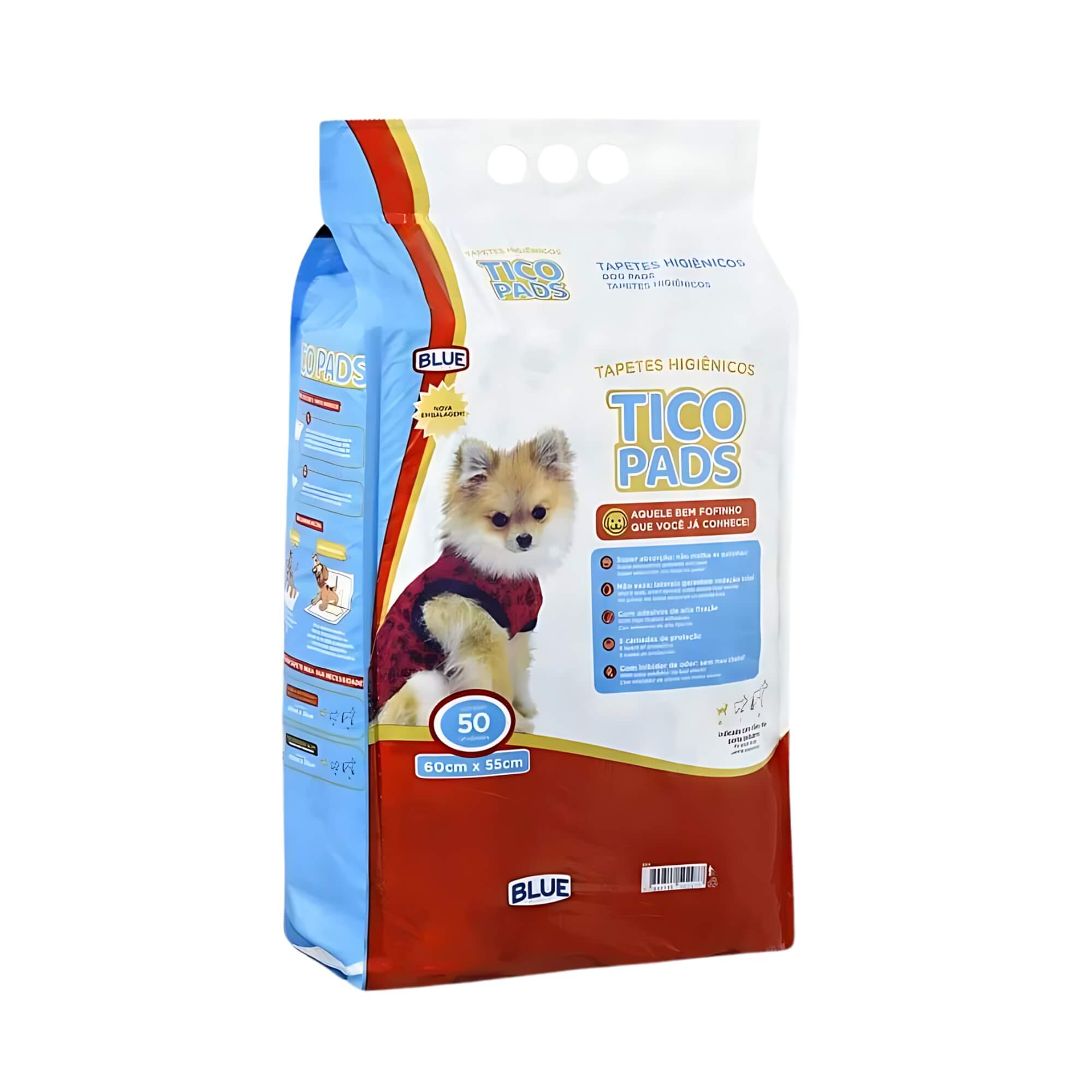 Tapete Higiênico Tico Pads 50 unidades 55x60cm Blue Multilaser Mimo - 0303