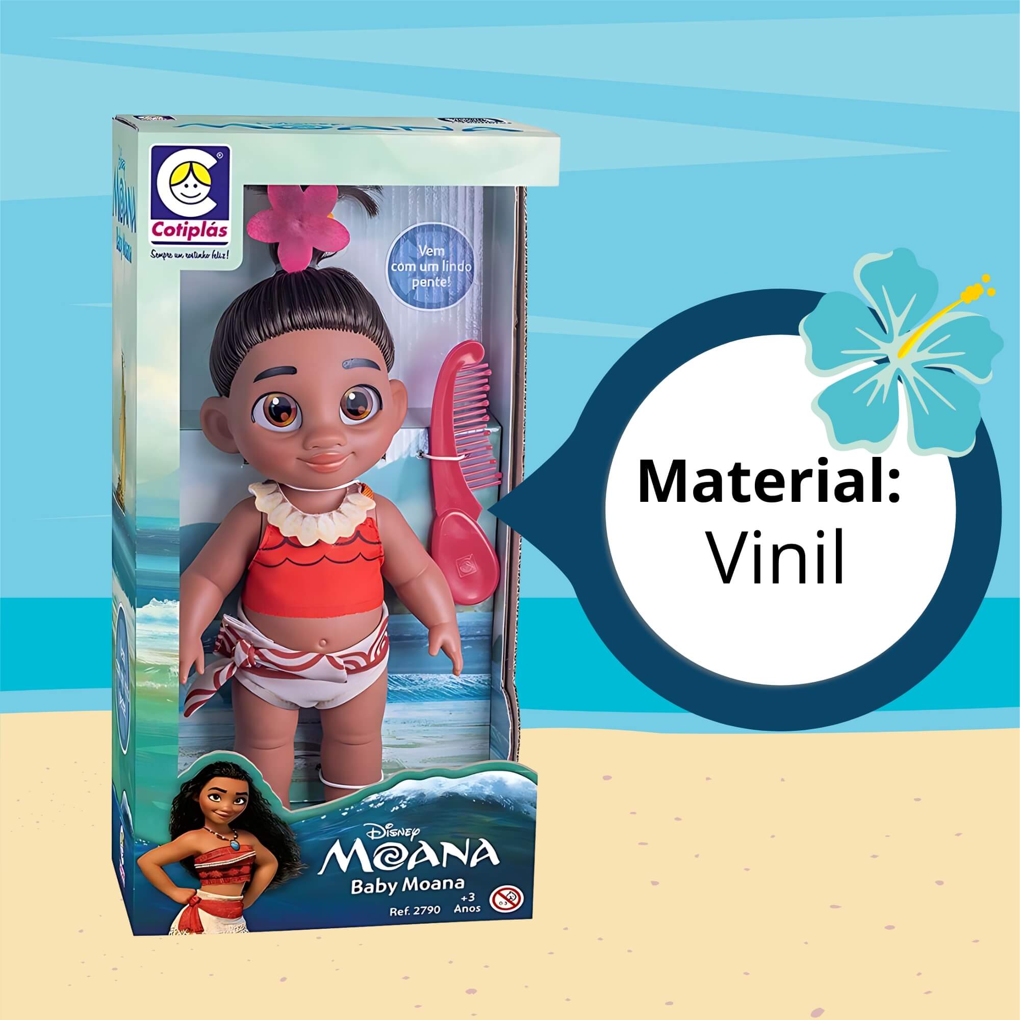 Boneca Infantil Moana Baby Pequena Cotiplas - 2790