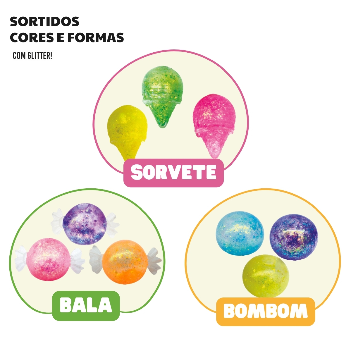 Brinquedo Antiestresse Squishy Apertar Doces Sortido Unitário Infantil PoliBrinq - SQ250