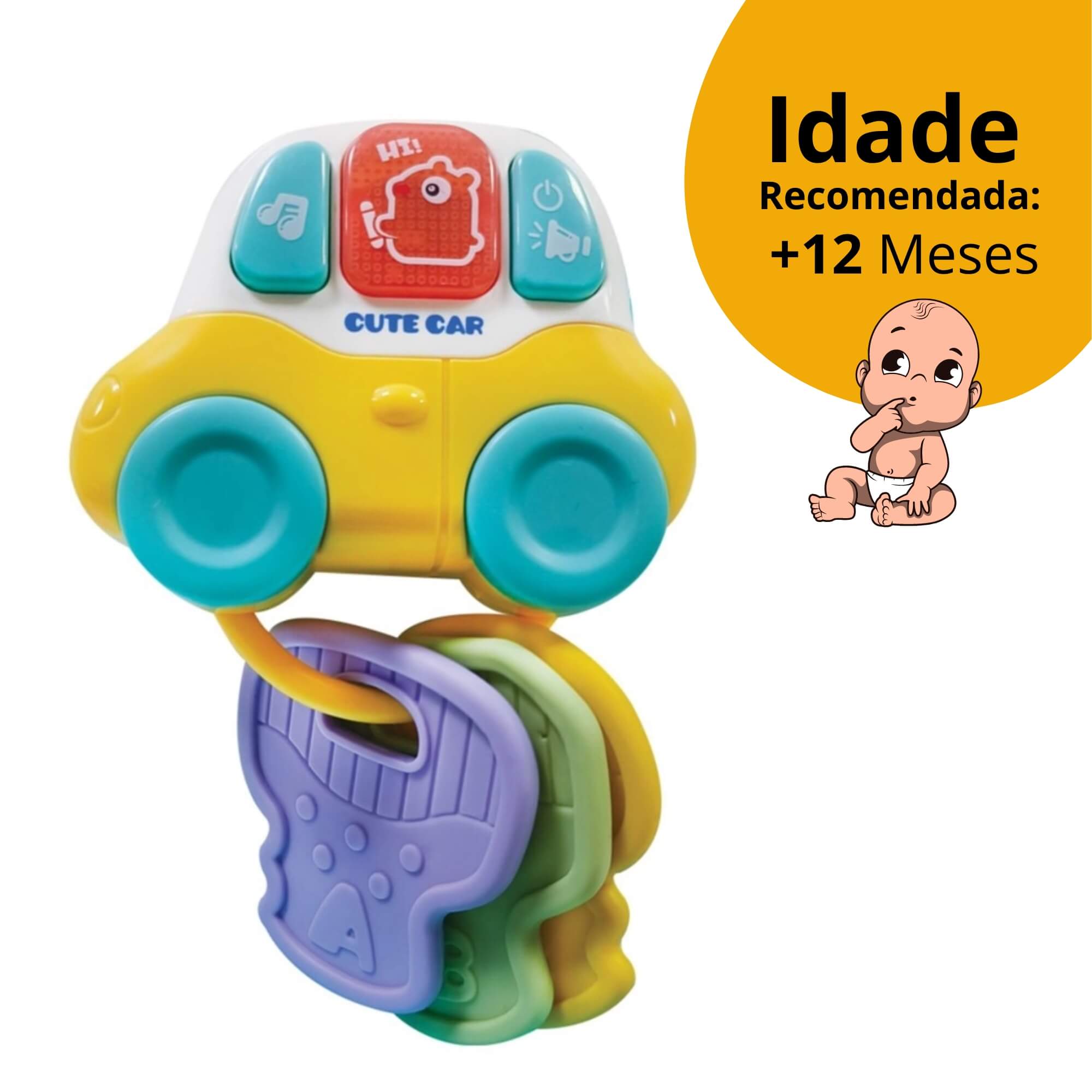 Mordedor de Carrinho para Bebês com Chaves Multifuncional Som e Luz Polibrinq - BB3024