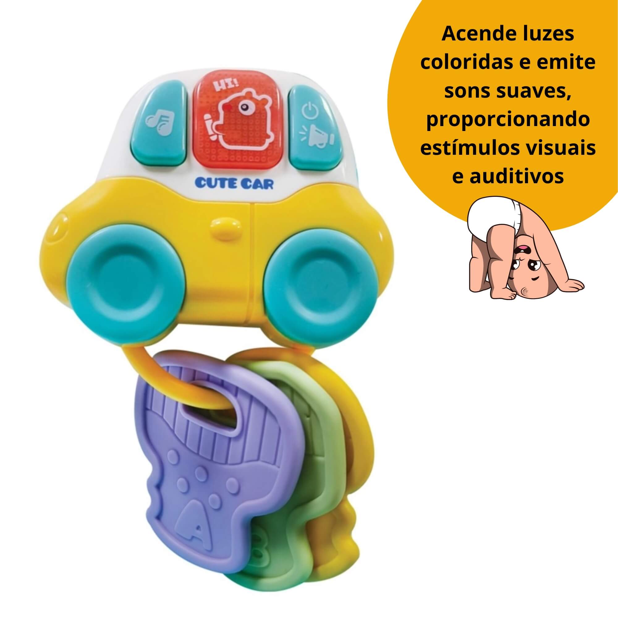 Mordedor de Carrinho para Bebês com Chaves Multifuncional Som e Luz Polibrinq - BB3024