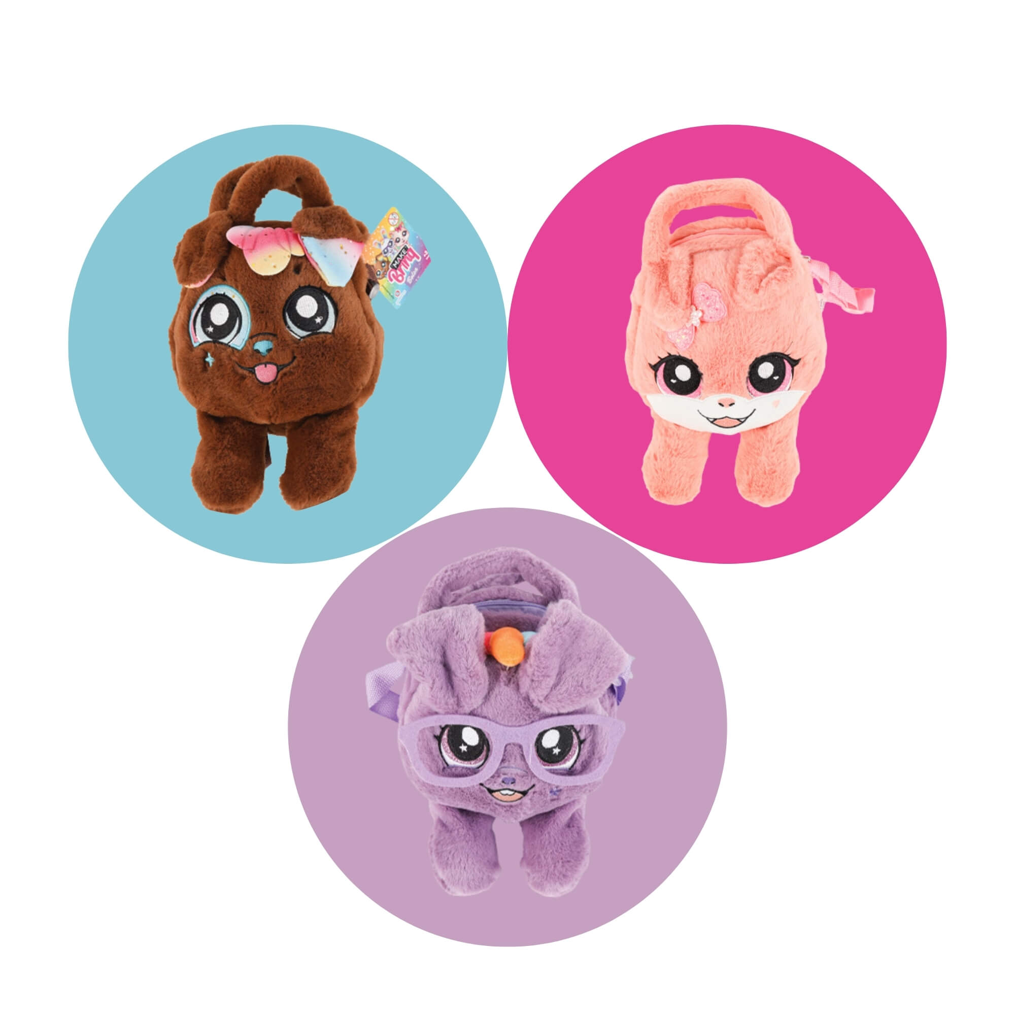 Bolsa de Pelúcia Infantil Pet Sortida Linha Make Brinq com Alça Transversal PoliBrinq - BO02