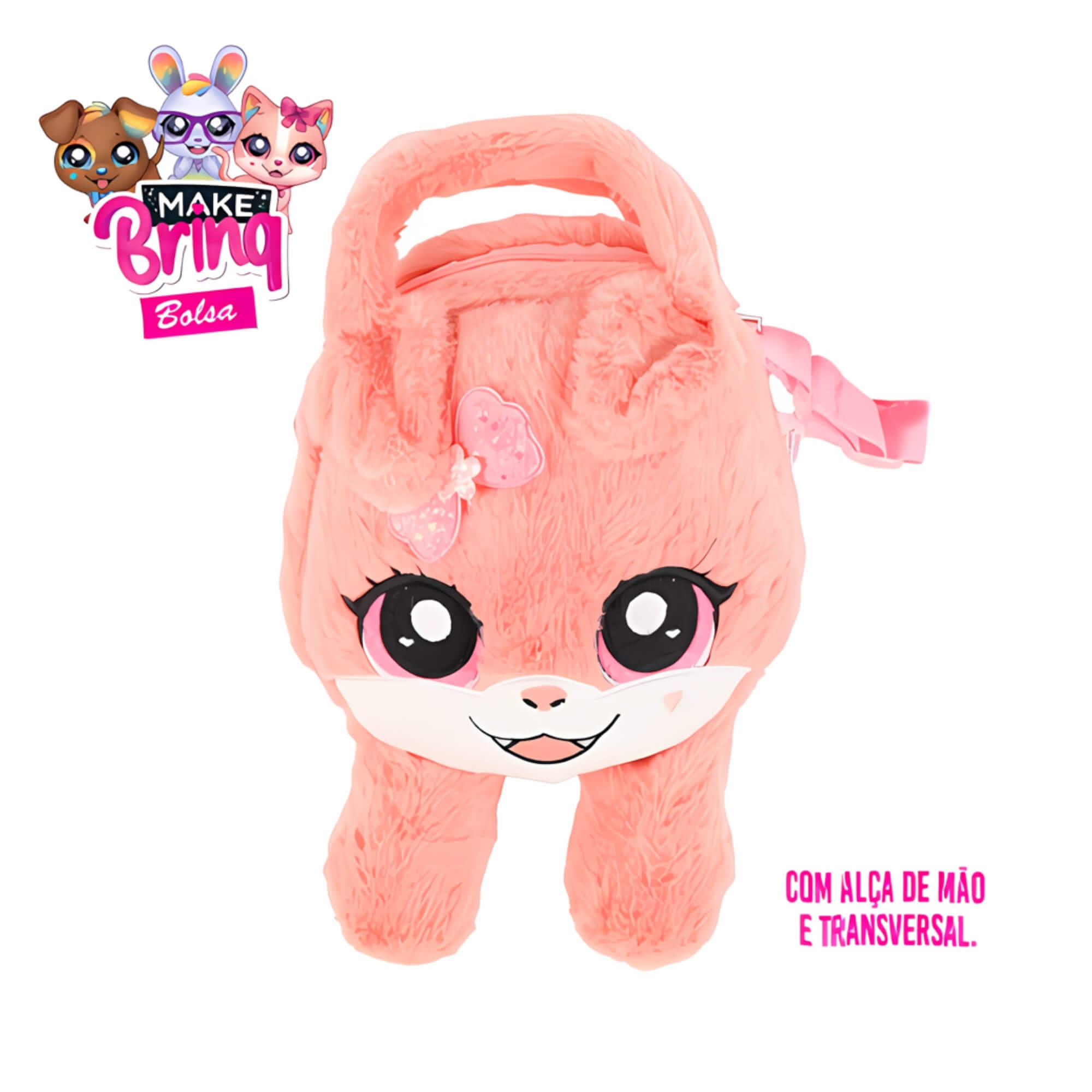 Bolsa de Pelúcia Infantil Pet Sortida Linha Make Brinq com Alça Transversal PoliBrinq - BO02