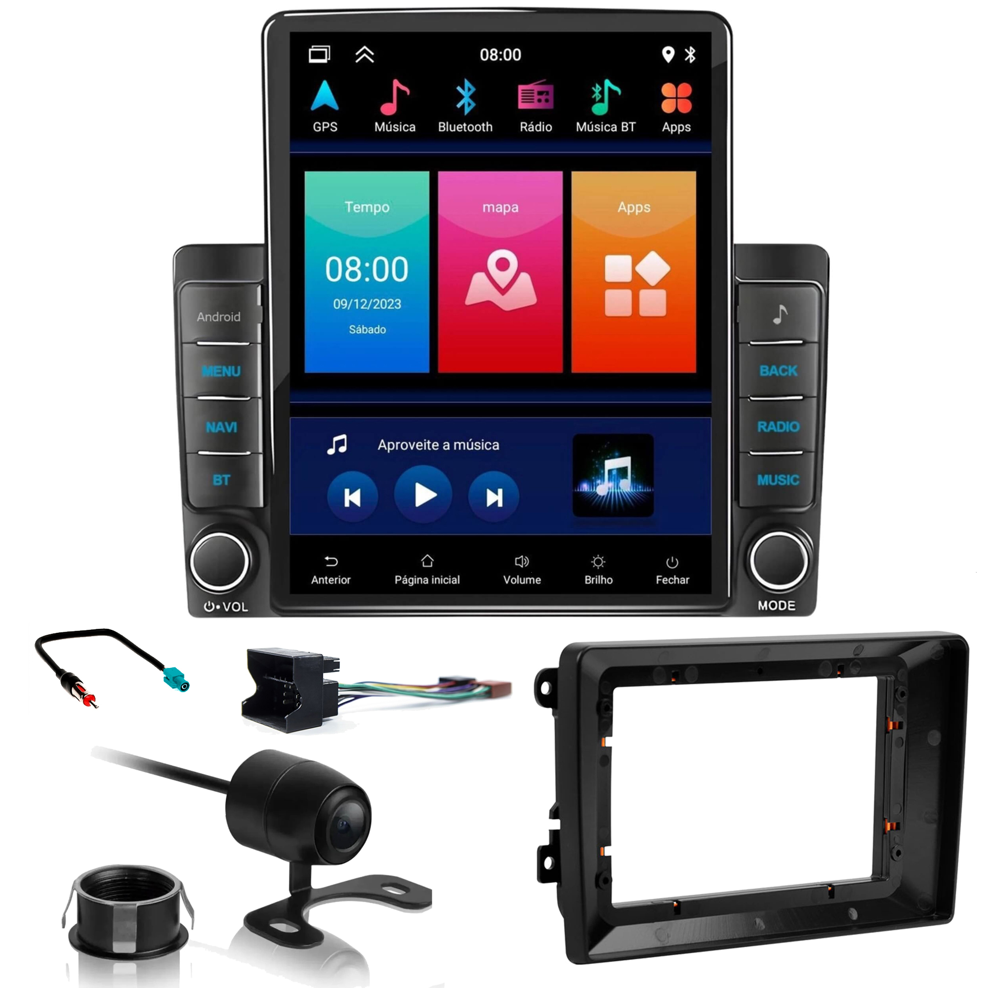 COMP Kit Multimidia Tesla 9,7 2GB 32GB Carplay Amarok Tiguan Saveiro Gol câmera de ré - HT-9700CA