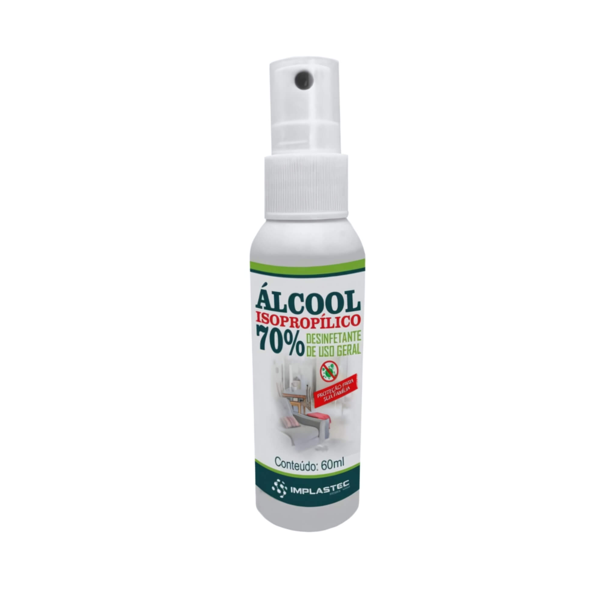 Spray Álcool Isopropílico 70% Pump 60ml Implastec - 1176