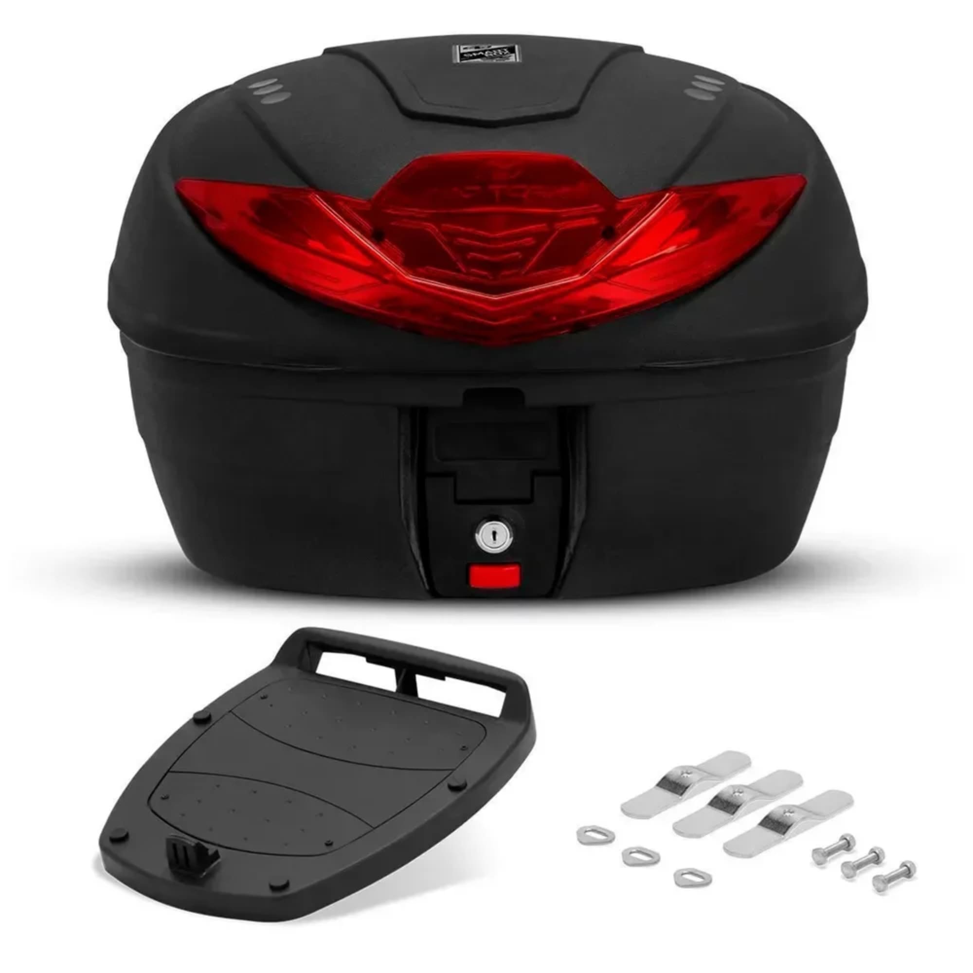 VAR Baú Bauleto Moto Traseiro 35 Litros Smart Box 4 Universal Preto Lente Fumê/Vermelho - Pro Tork Cor:Vermelho