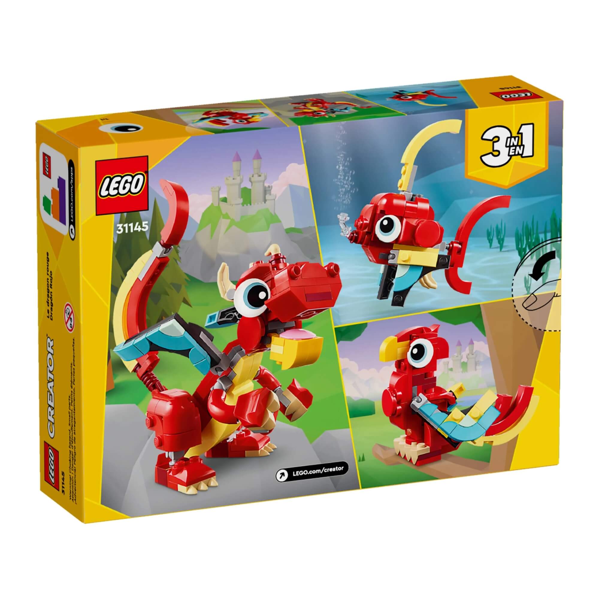 LEGO Creator 3 em 1 Dragão Vermelho/Fênix/Peixe 149 Peças - 4111131145