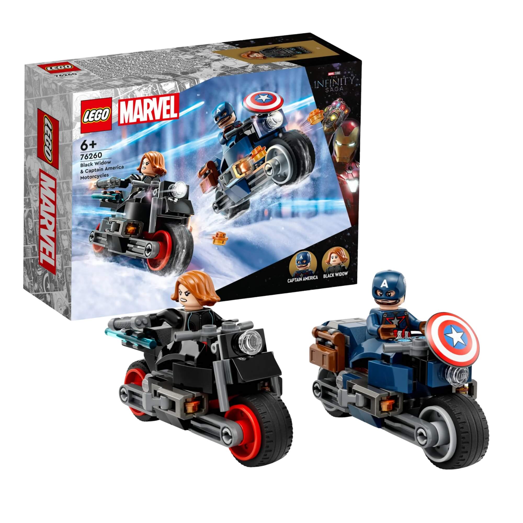 LEGO Marvel Motocicletas da Viúva Negra e do Capitão América 130 peças - 4111176260