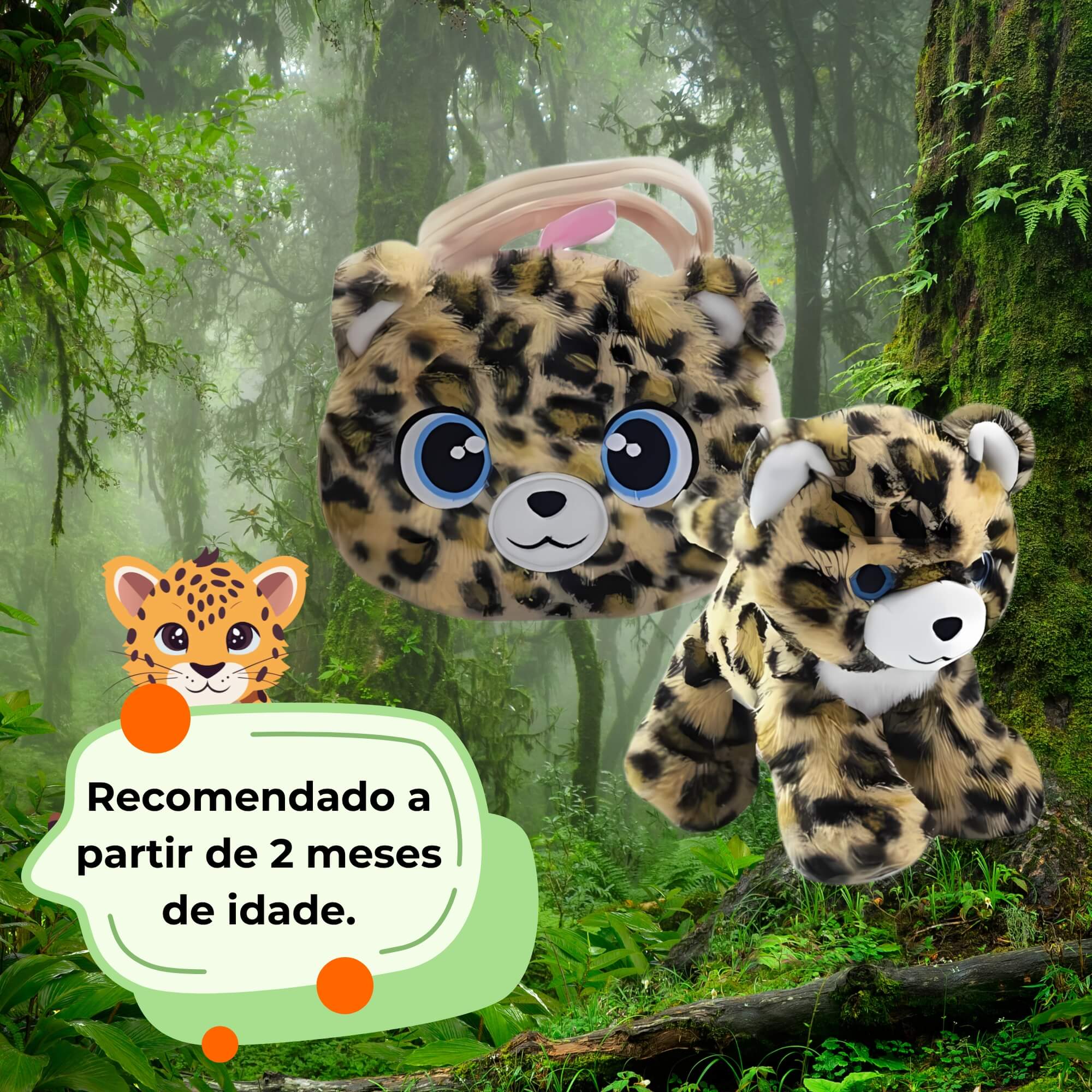 Bolsinha de Pelúcia Leopardo Deluxe Multikids - BR2224