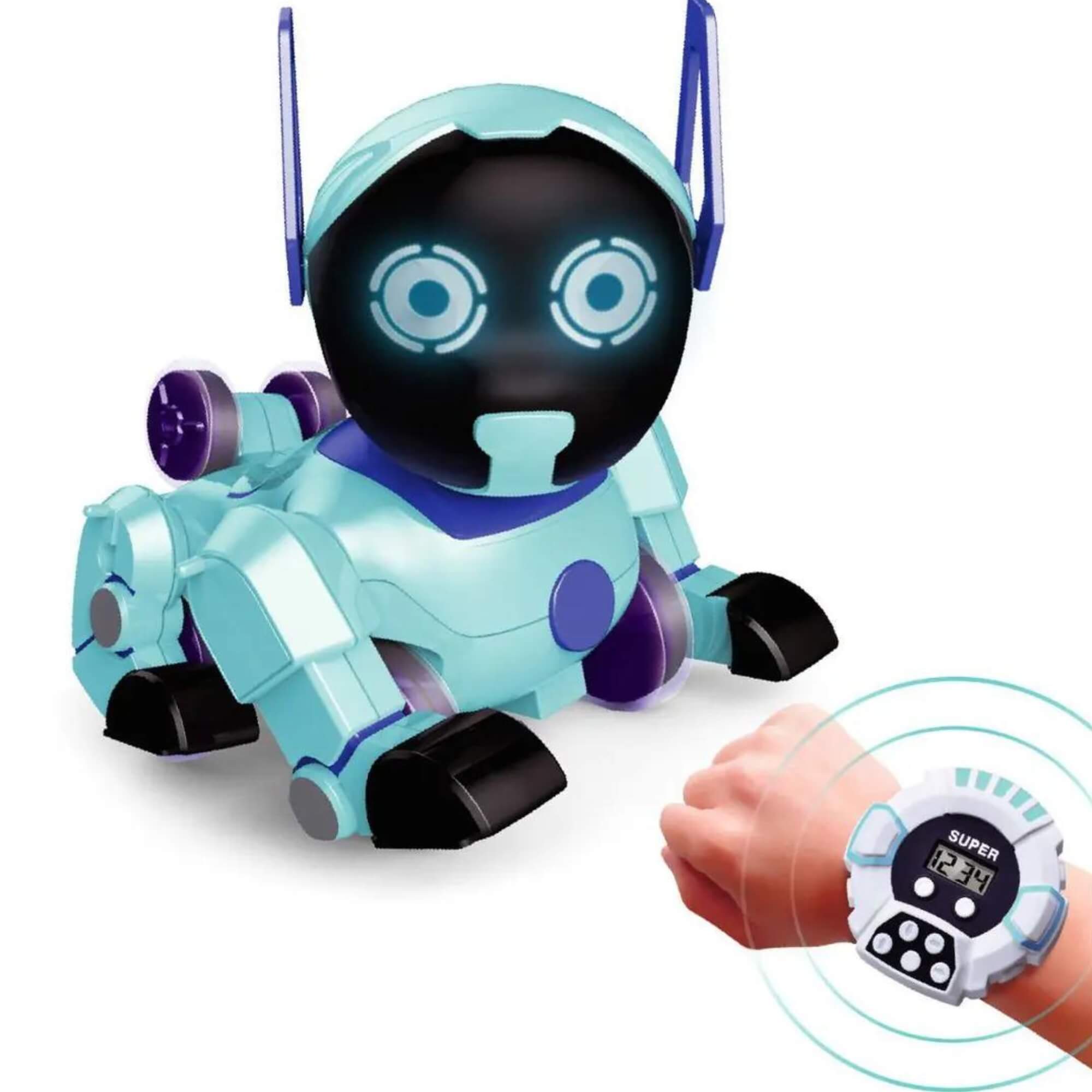 Brinquedo Cachorro Robô de Controle Remoto Azul Acrobacias Dog Robot Controll Polibrinq - MC916