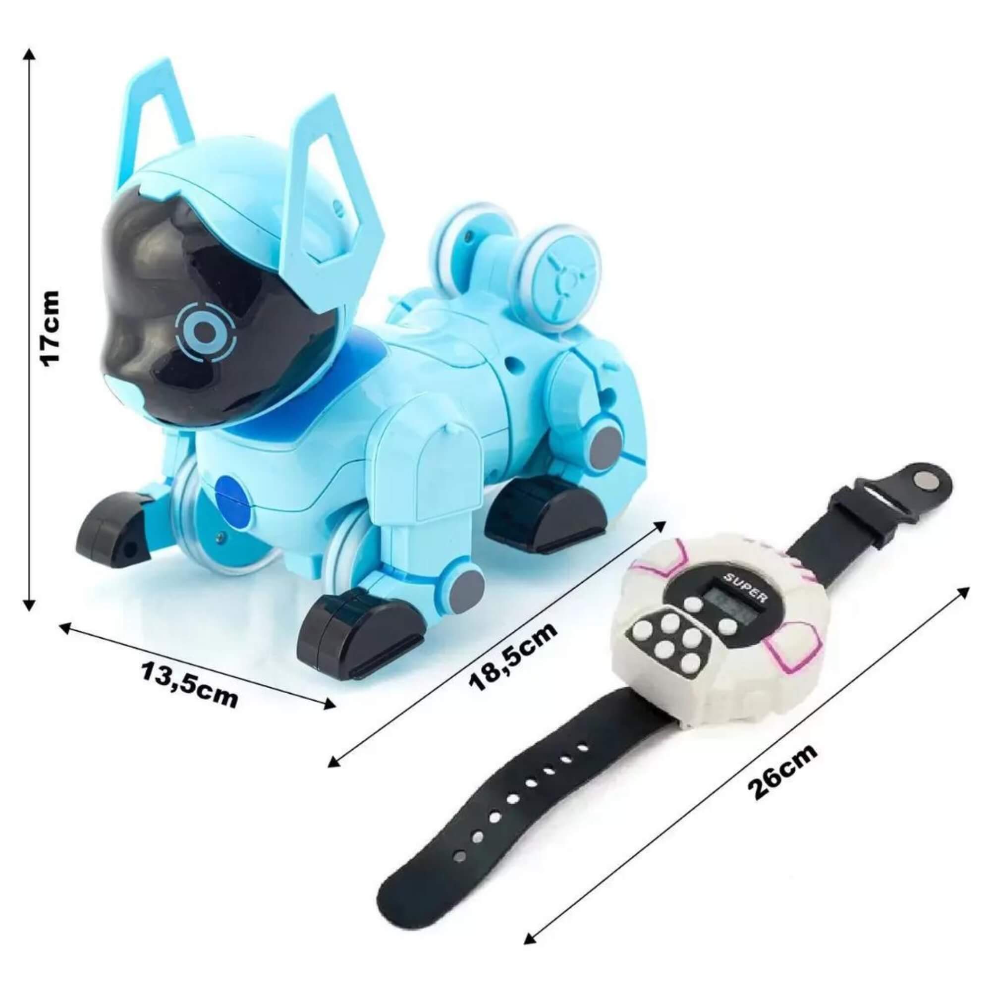 Brinquedo Cachorro Robô de Controle Remoto Azul Acrobacias Dog Robot Controll Polibrinq - MC916