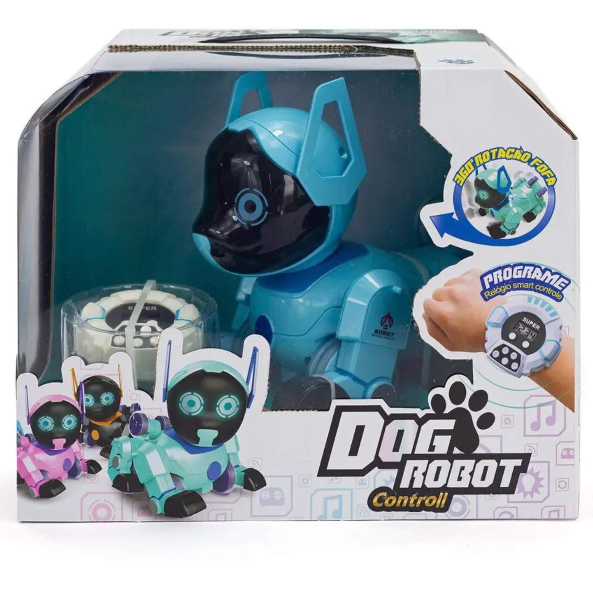 Brinquedo Cachorro Robô de Controle Remoto Azul Acrobacias Dog Robot Controll Polibrinq - MC916