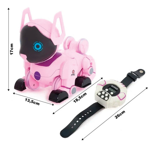 Brinquedo Cachorro Robô de Controle Remoto Rosa Acrobacias Dog Robot Controll Polibrinq - MC916
