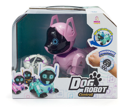 Brinquedo Cachorro Robô de Controle Remoto Rosa Acrobacias Dog Robot Controll Polibrinq - MC916