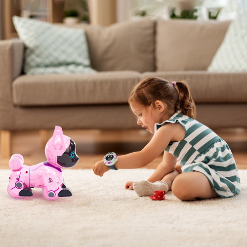 Brinquedo Cachorro Robô de Controle Remoto Rosa Acrobacias Dog Robot Controll Polibrinq - MC916