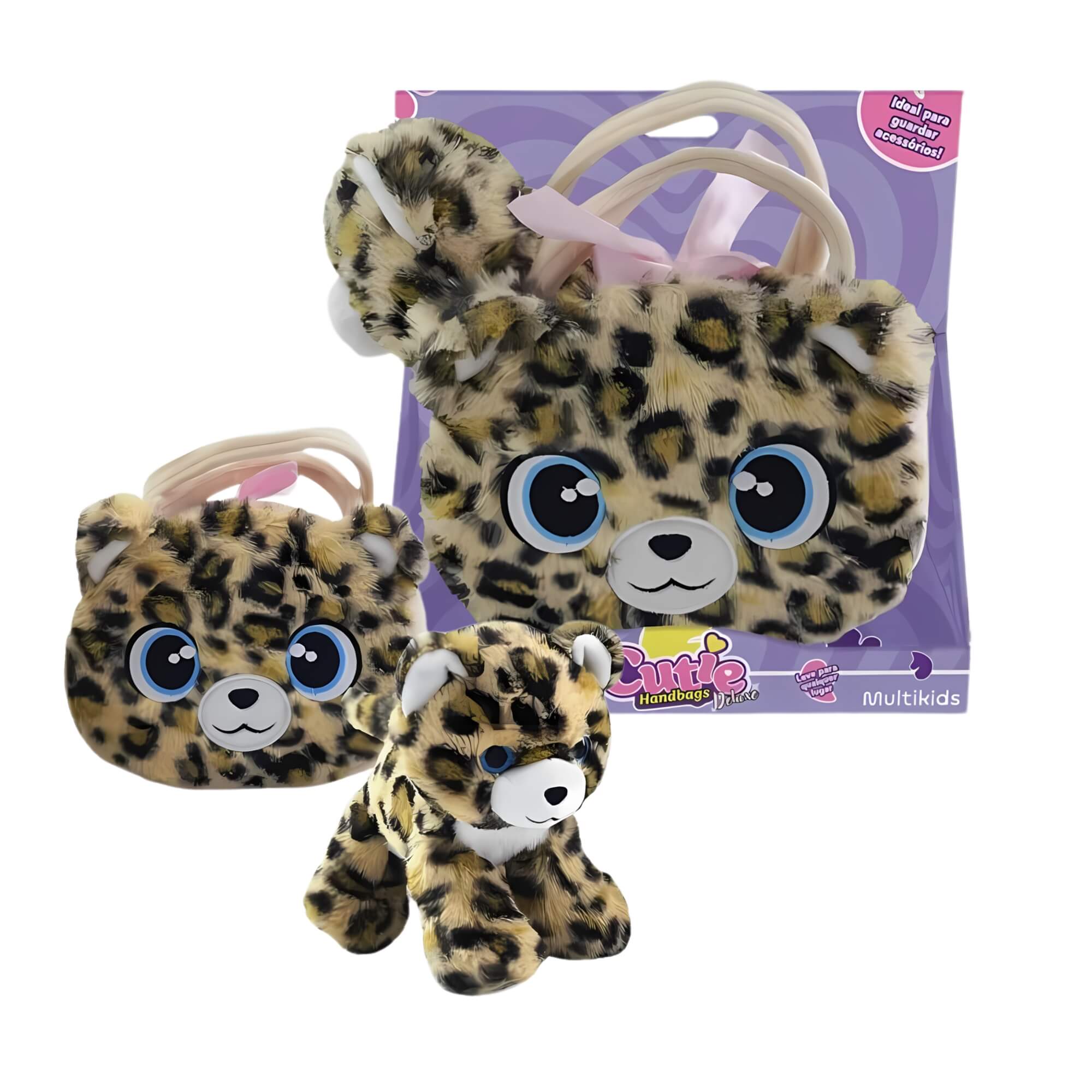 Bolsa de Pelúcia Unitário Cutie Handbags Deluxe - Multikids Modelo:Leopardo