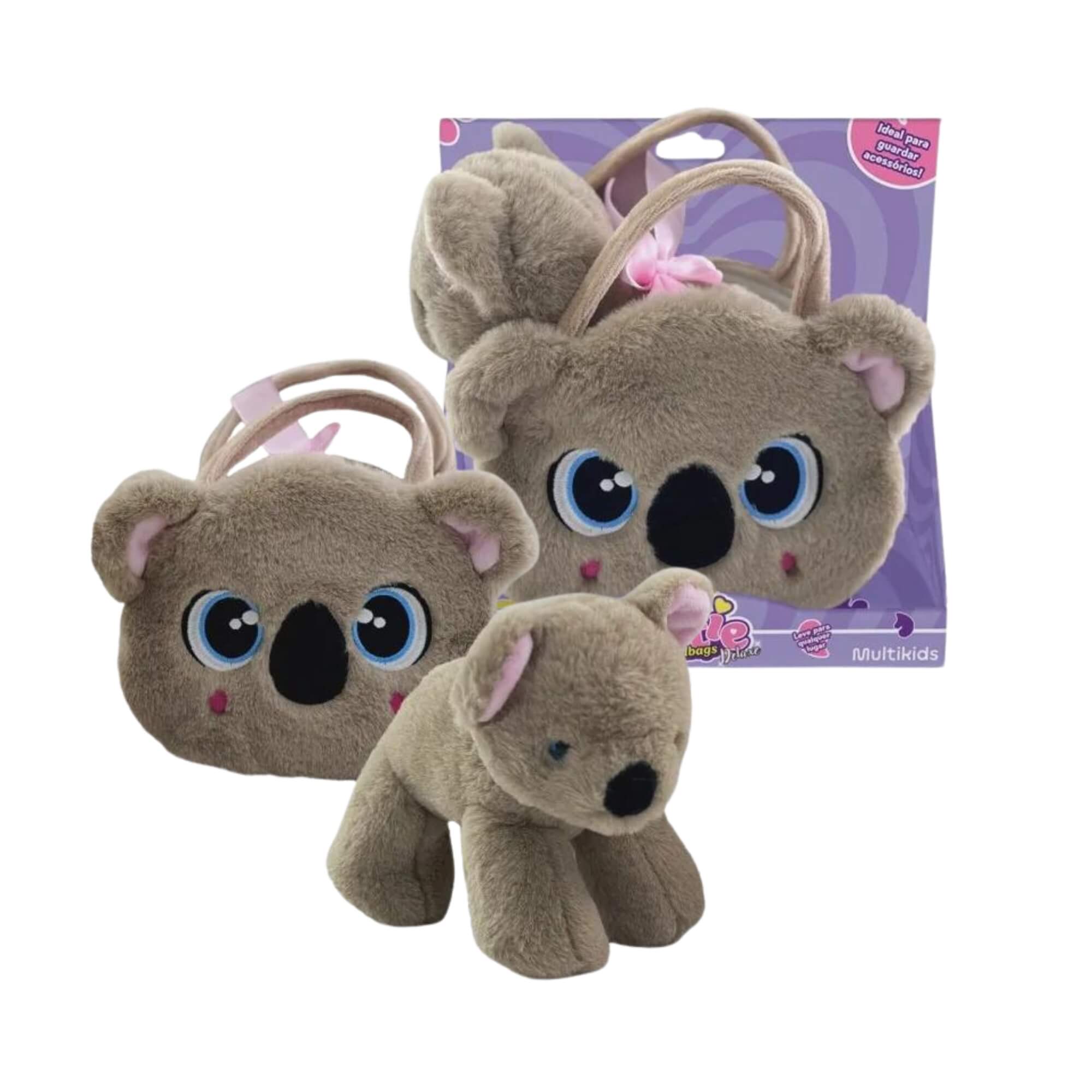 Bolsa de Pelúcia Unitário Cutie Handbags Deluxe - Multikids Modelo:Koala