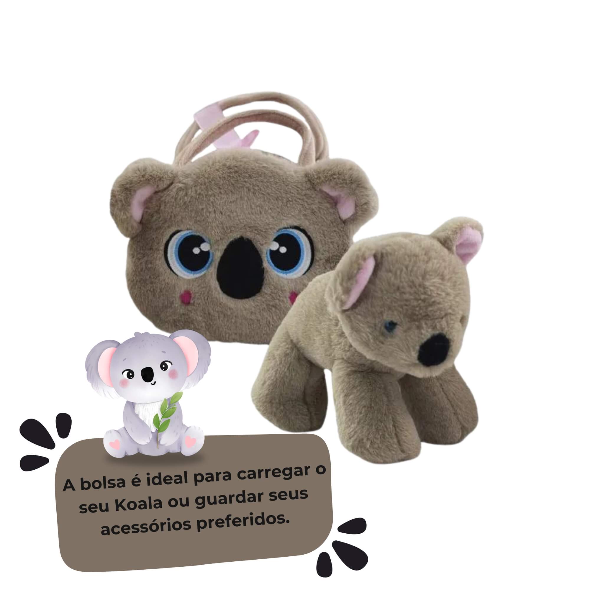 Bolsa de Pelúcia Unitário Cutie Handbags Deluxe - Multikids Modelo:Koala