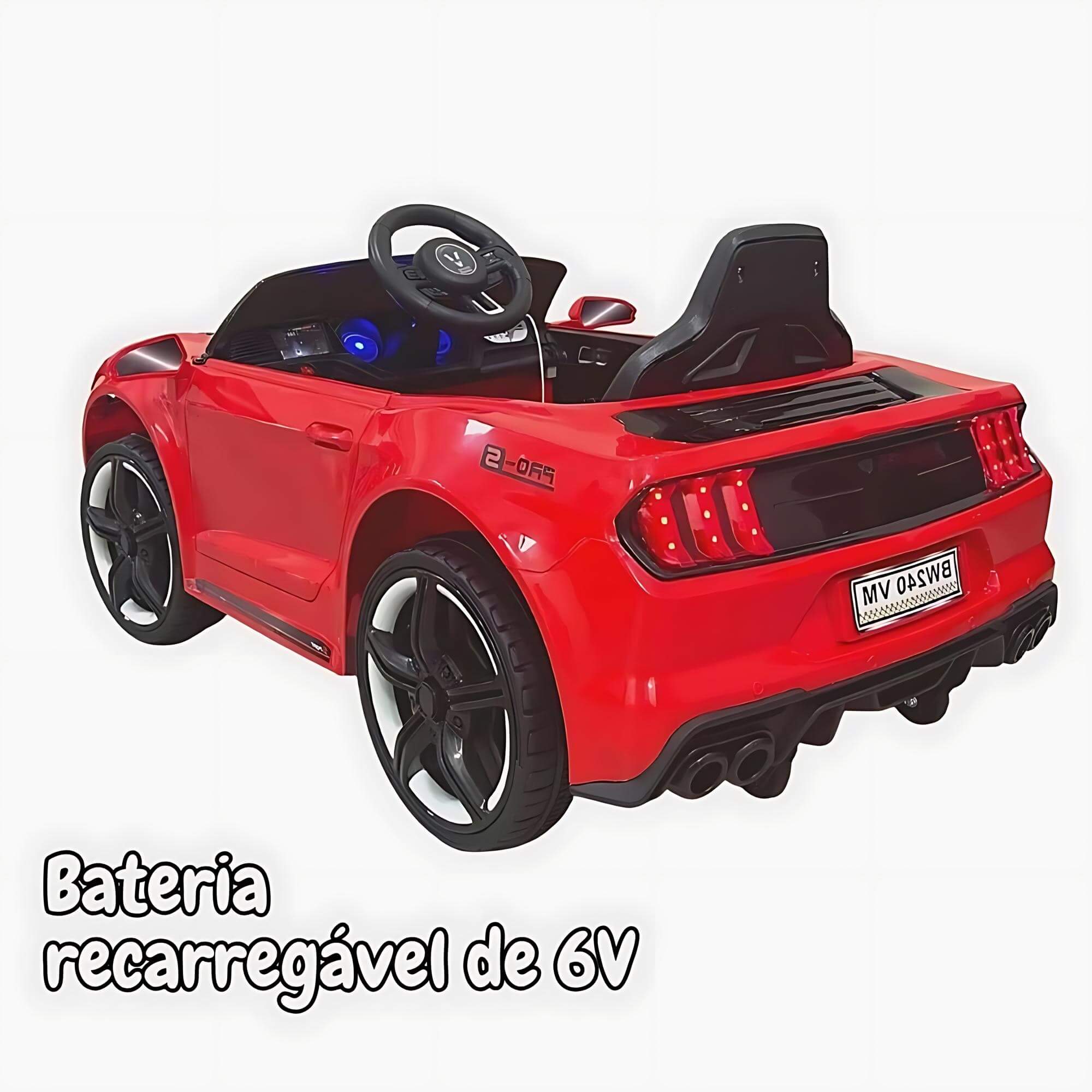 Carrinho Elétrico Vermelho Bateria 6v Recarregavel com Luz e Som ImportWay - BW240VM