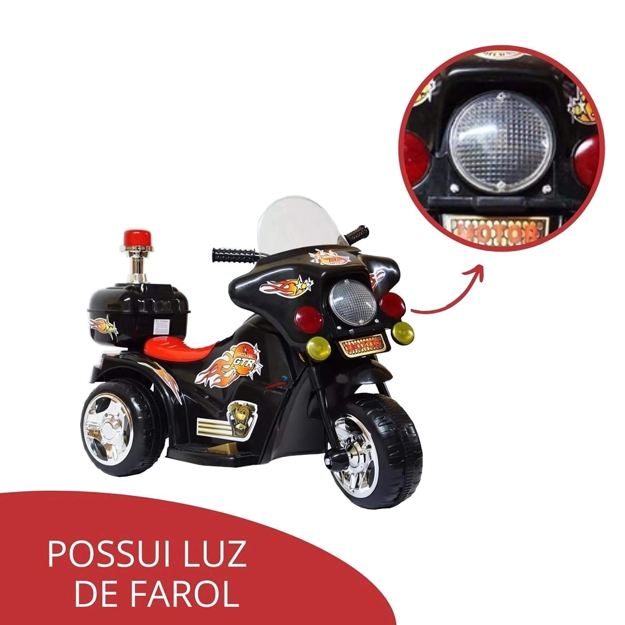 Motocicleta Mini Moto Elétrica Infantil C/ Luz e Som Frente e Ré Preto ImportWay -  BW006PR