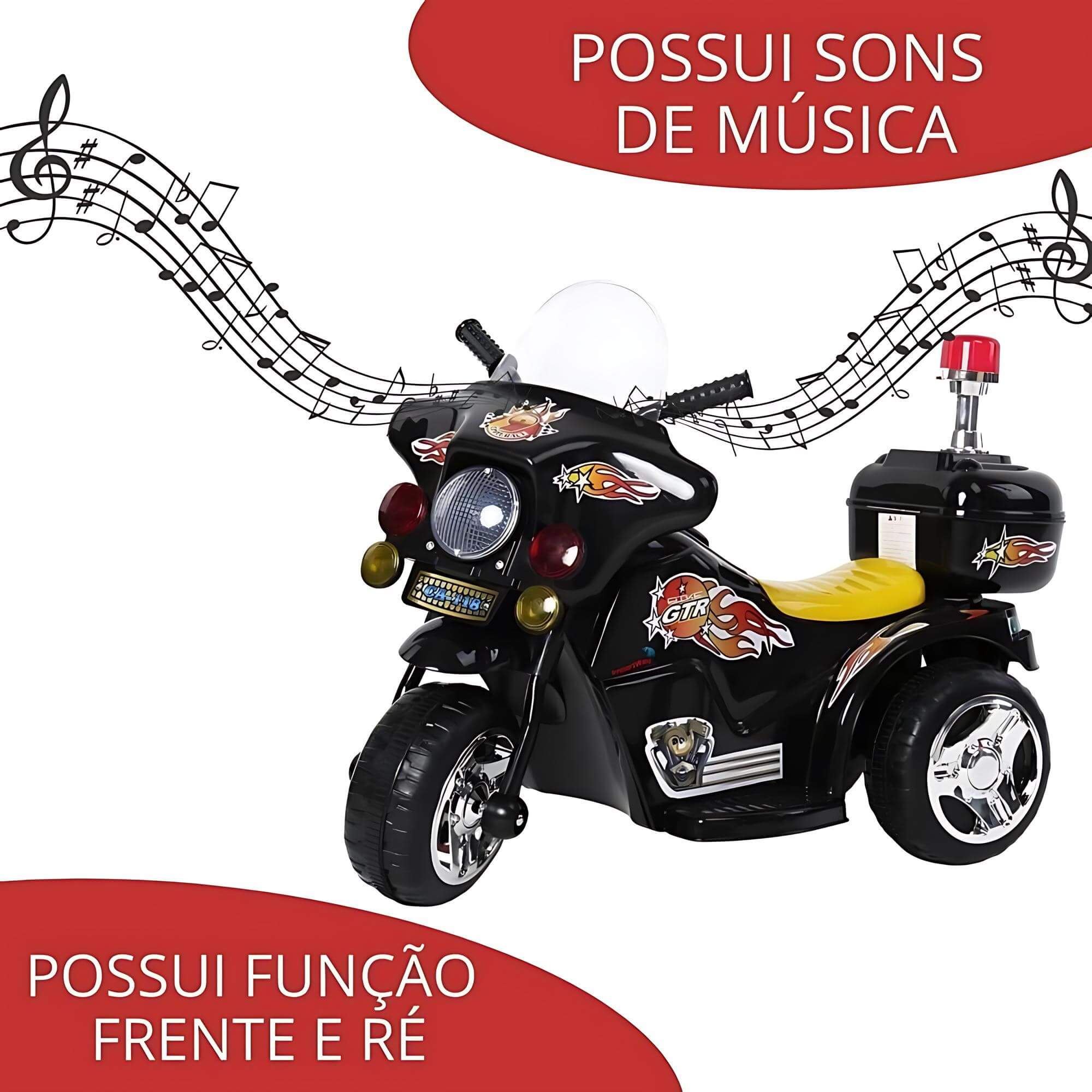 Motocicleta Mini Moto Elétrica Infantil C/ Luz e Som Frente e Ré Preto ImportWay -  BW006PR