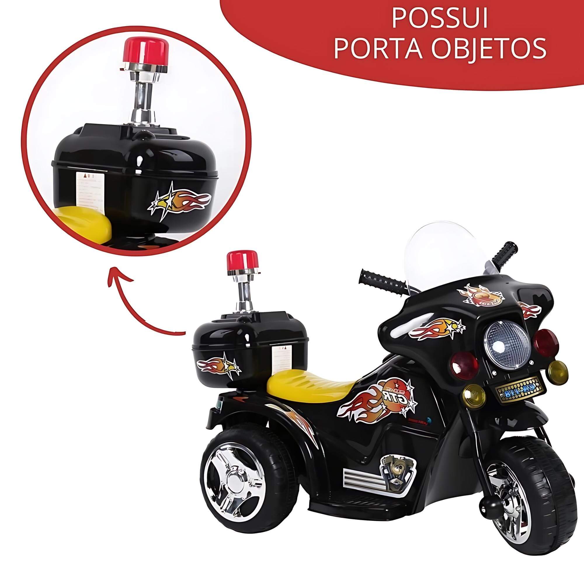 Motocicleta Mini Moto Elétrica Infantil C/ Luz e Som Frente e Ré Preto ImportWay -  BW006PR