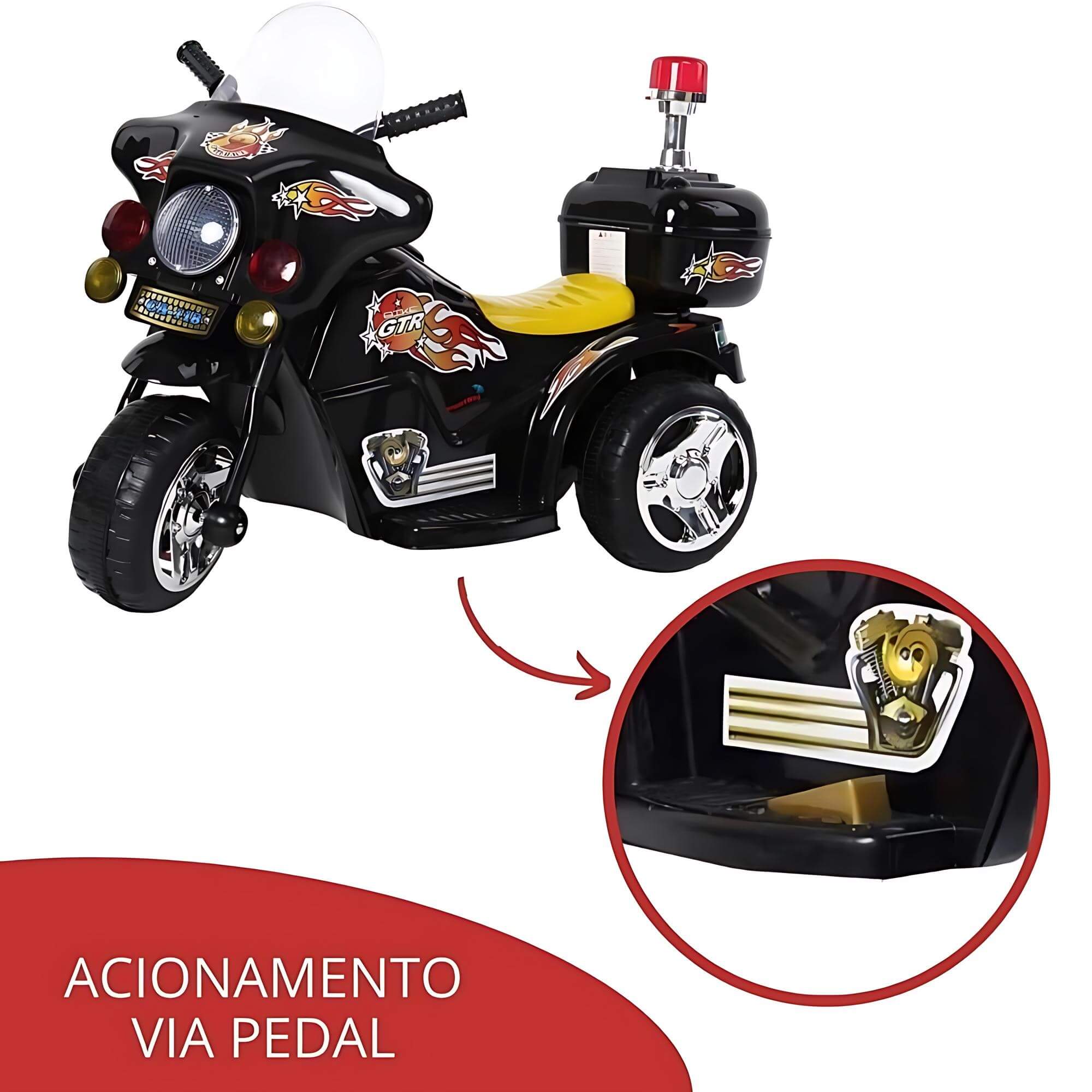 Motocicleta Mini Moto Elétrica Infantil C/ Luz e Som Frente e Ré Preto ImportWay -  BW006PR