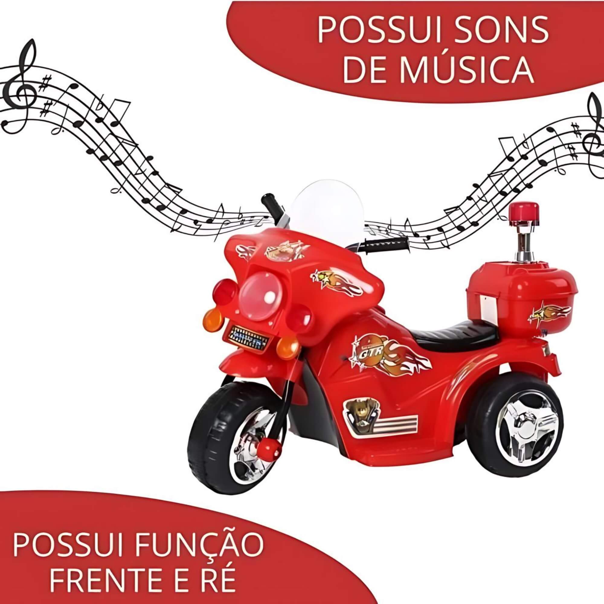 Motocicleta Mini Moto Elétrica Infantil Recarregável com Som Vermelho ImportWay - BW006VM
