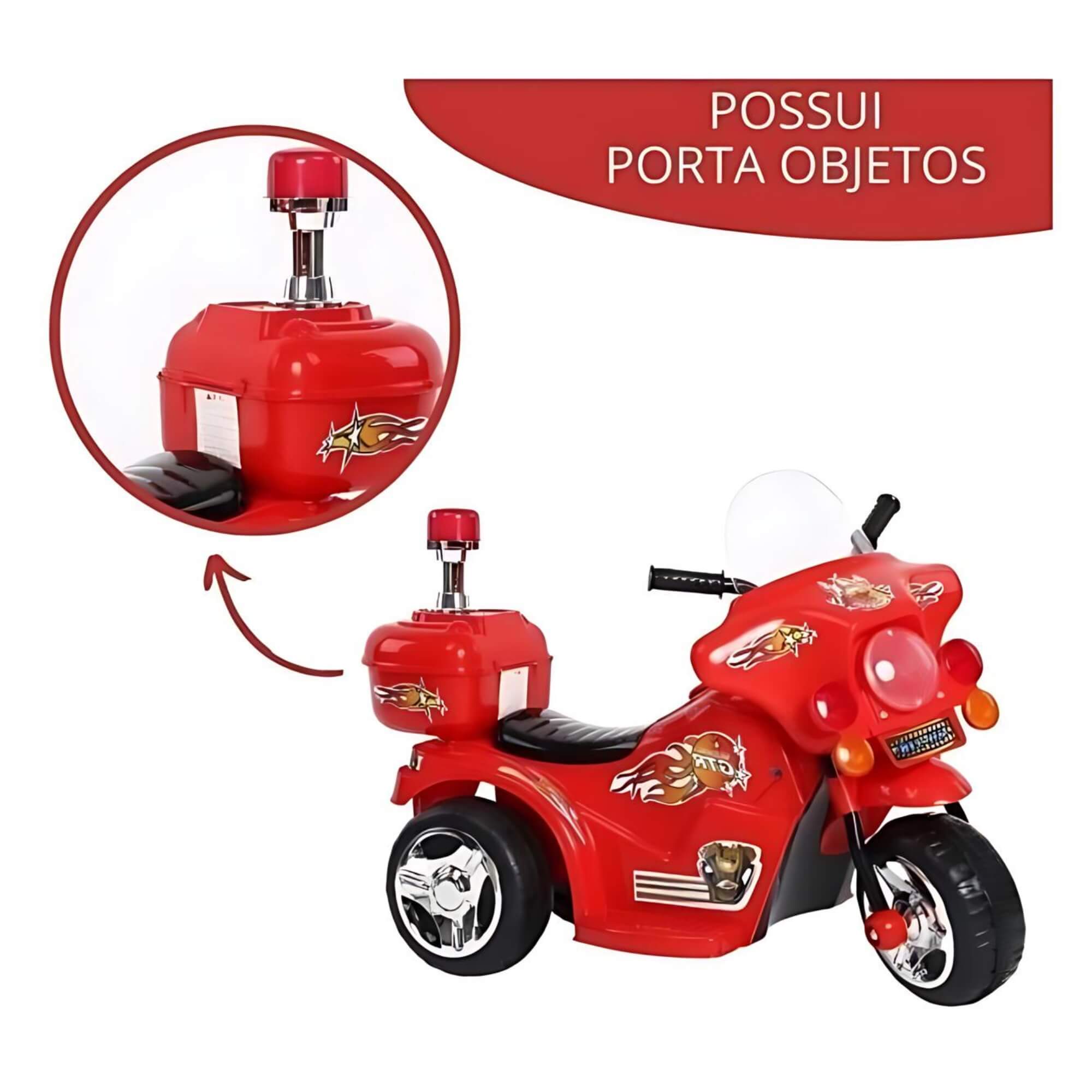 Motocicleta Mini Moto Elétrica Infantil Recarregável com Som Vermelho ImportWay - BW006VM