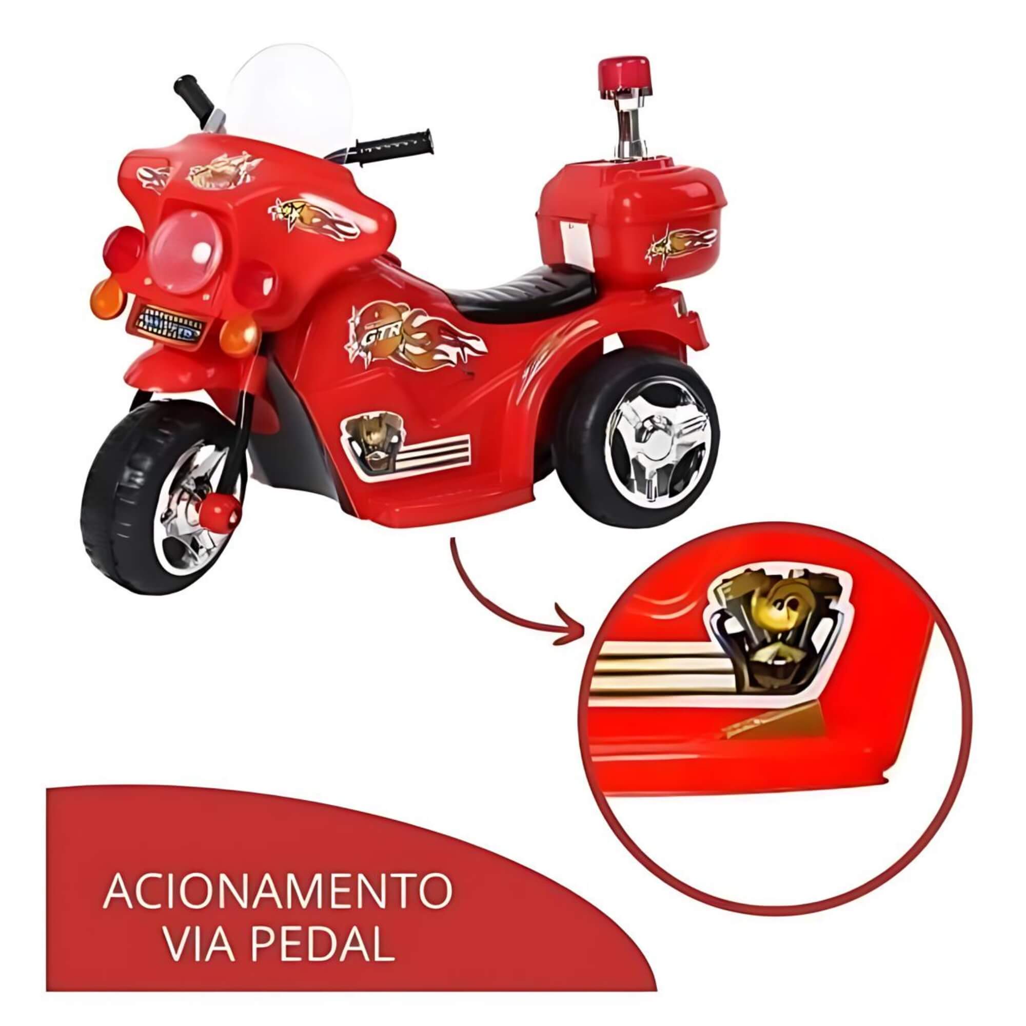 Motocicleta Mini Moto Elétrica Infantil Recarregável com Som Vermelho ImportWay - BW006VM