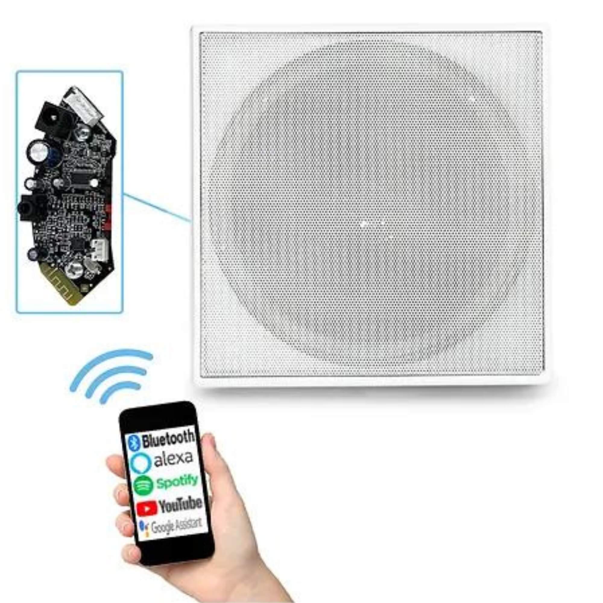 Kit Arandela de Som Ambiente Quadrada Branca Ativa e Passiva 70W RMS Leson - 2LSQUADBR