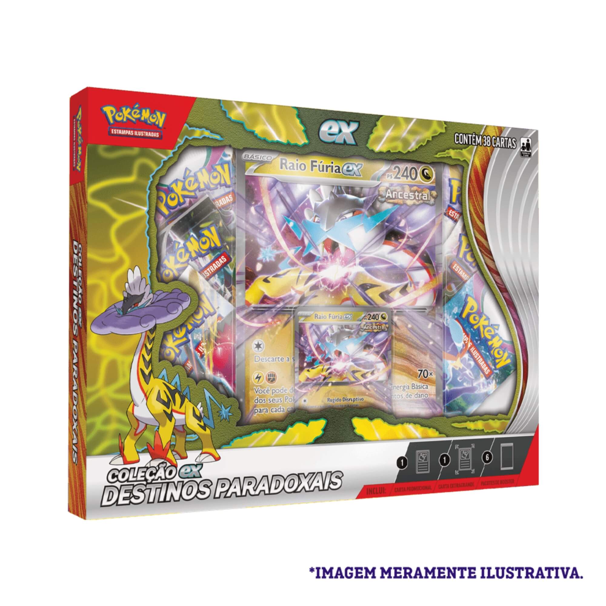 Pokemon Box Coleção Destinos Paradoxais Raio Furia EX e Chifres Ferreos EX Copag - 34682