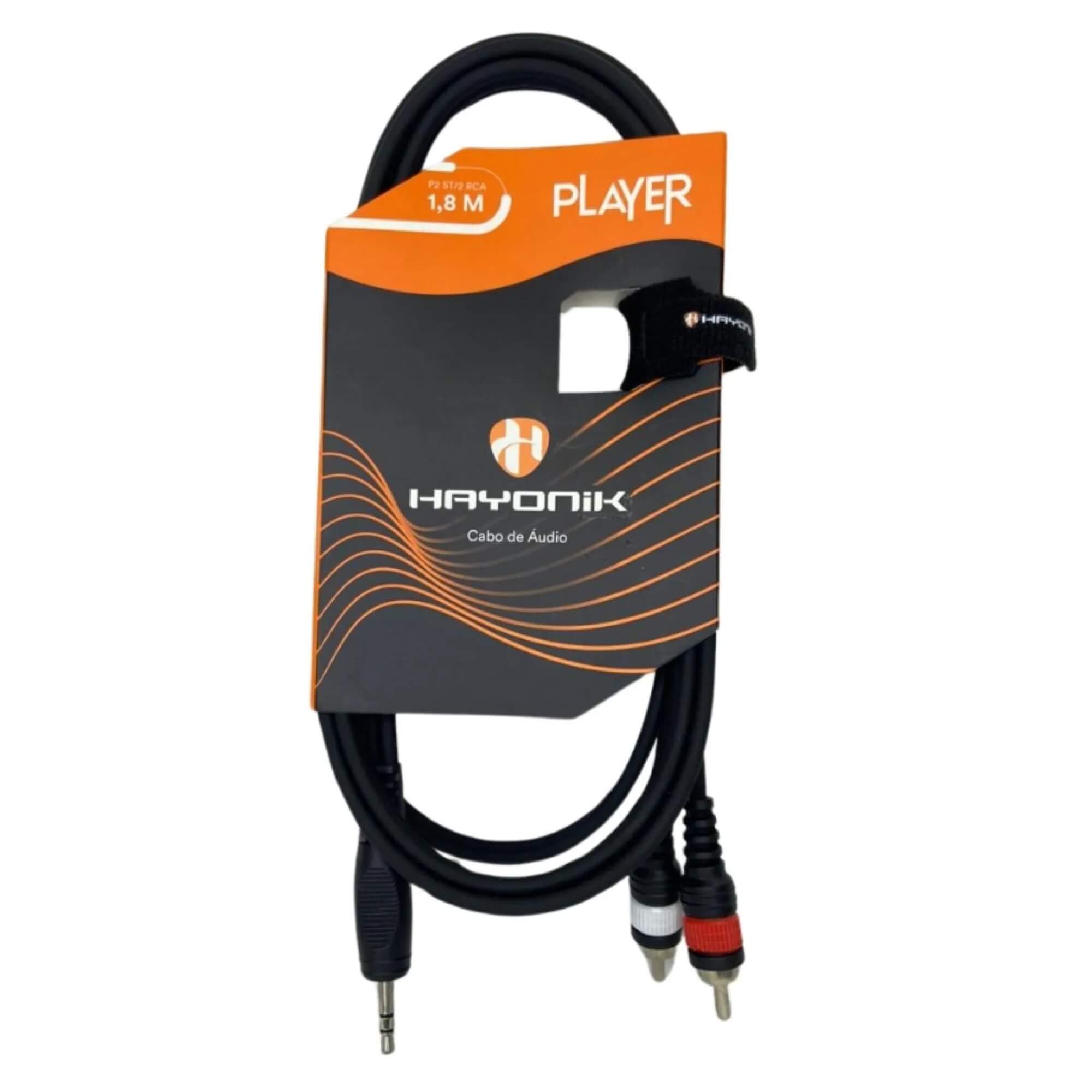 Cabo de Áudio Player 1 P2 x 2 RCA 1,8m Preto Hayonik - 0000081896
