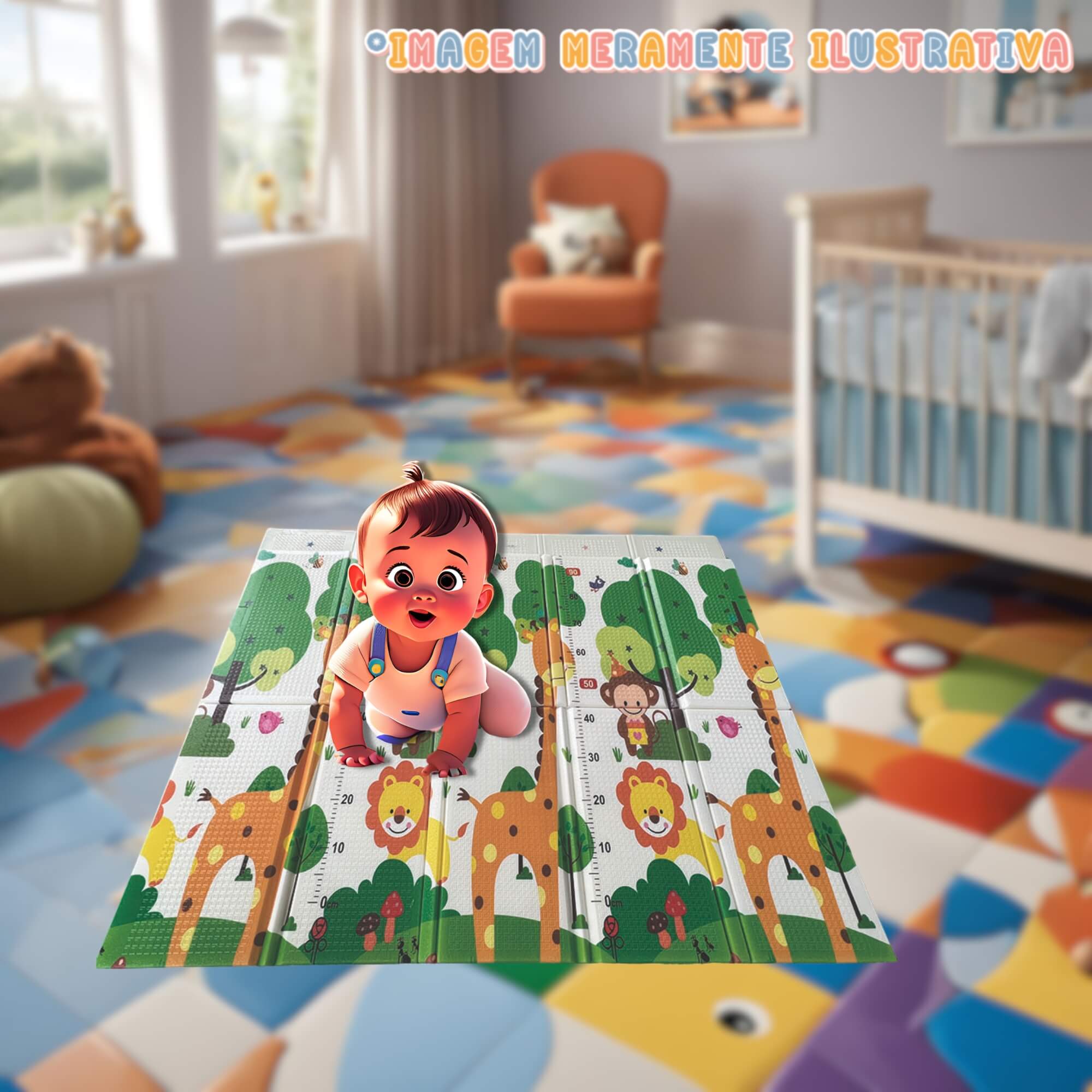 Tapete Infantil Tatame 150x200mm Dobrável Emborrachado Girafa Floresta Zippy Toys - 10442