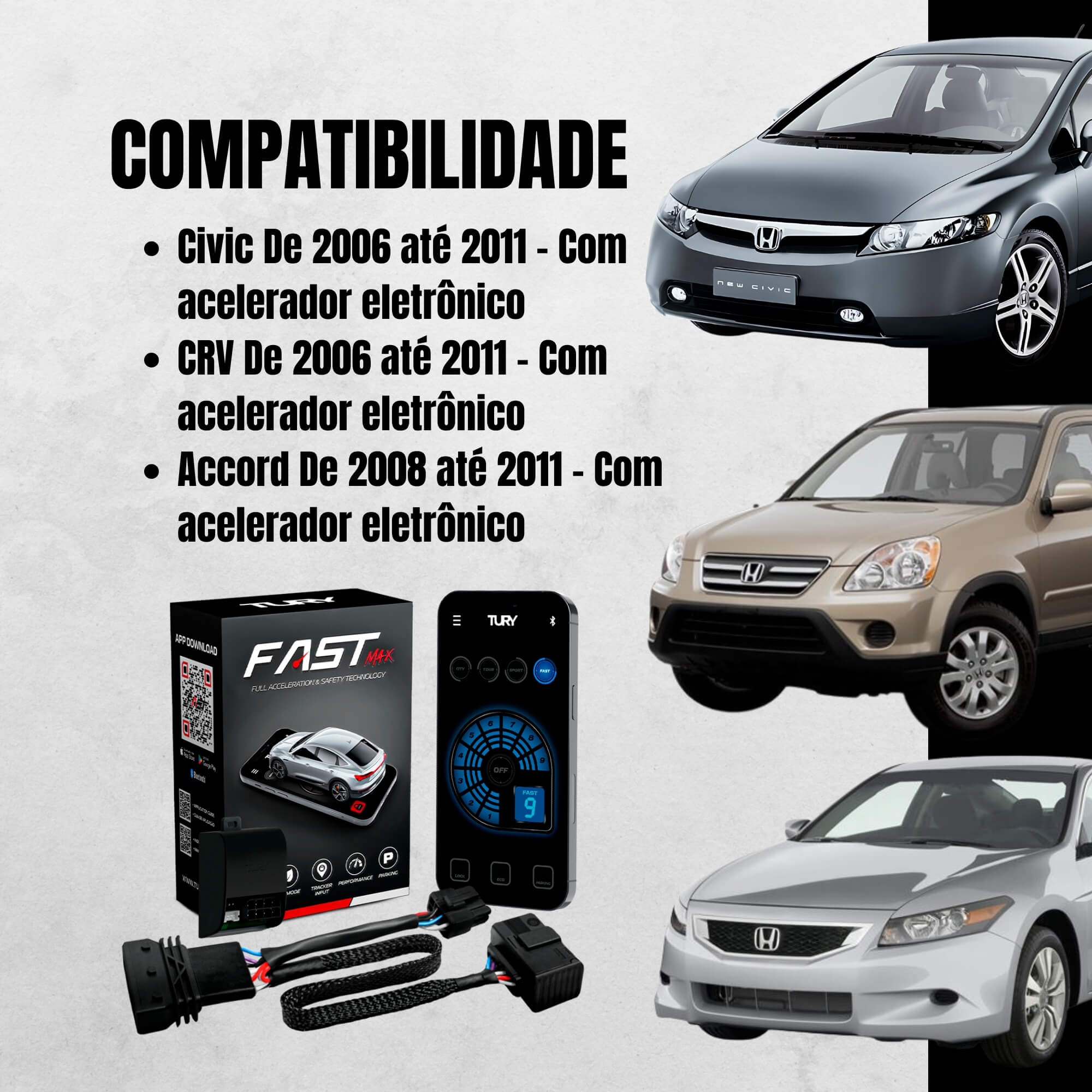 Módulo Variador de Avanço de Aceleração compatível com Civic, CRV, Accord Tury - FAST_MAX_5.0Z