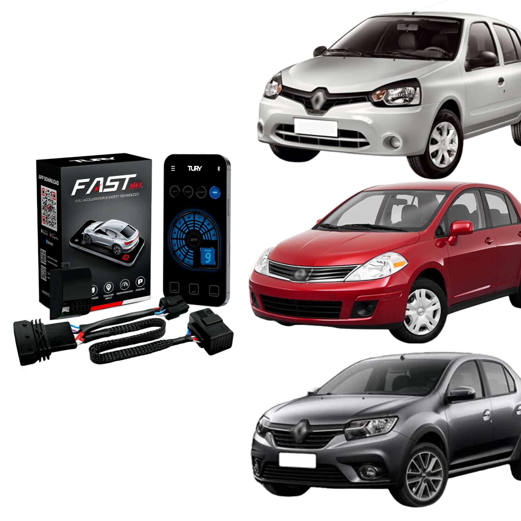 Módulo Variador de Avanço de Aceleração compatível com Logan, Versa, Clio Tury - FAST_MAX_5.0C