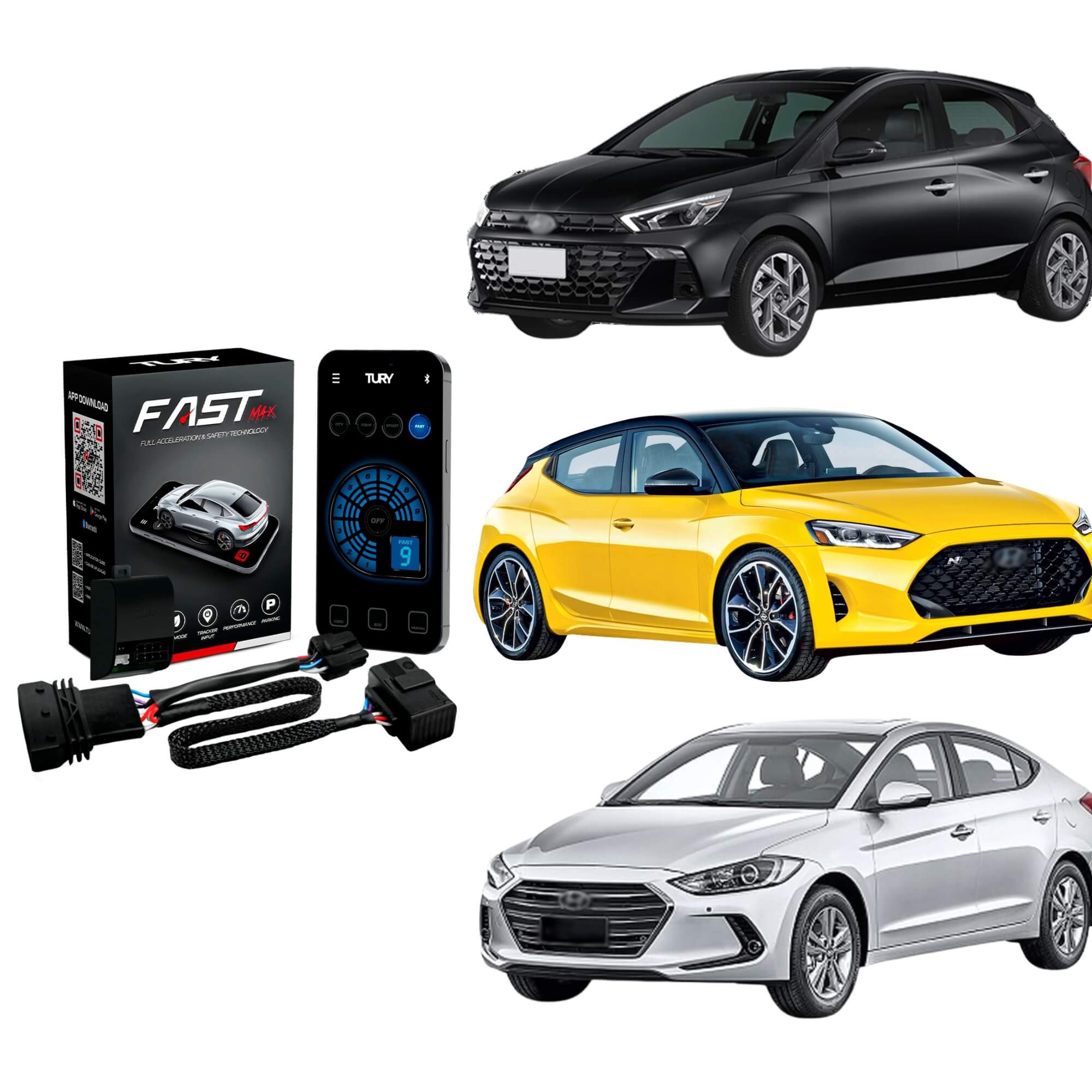 Módulo Variador de Avanço de Aceleração compatível c/ HB20, Elantra/Veloster Tury - FAST_MAX_5.0T