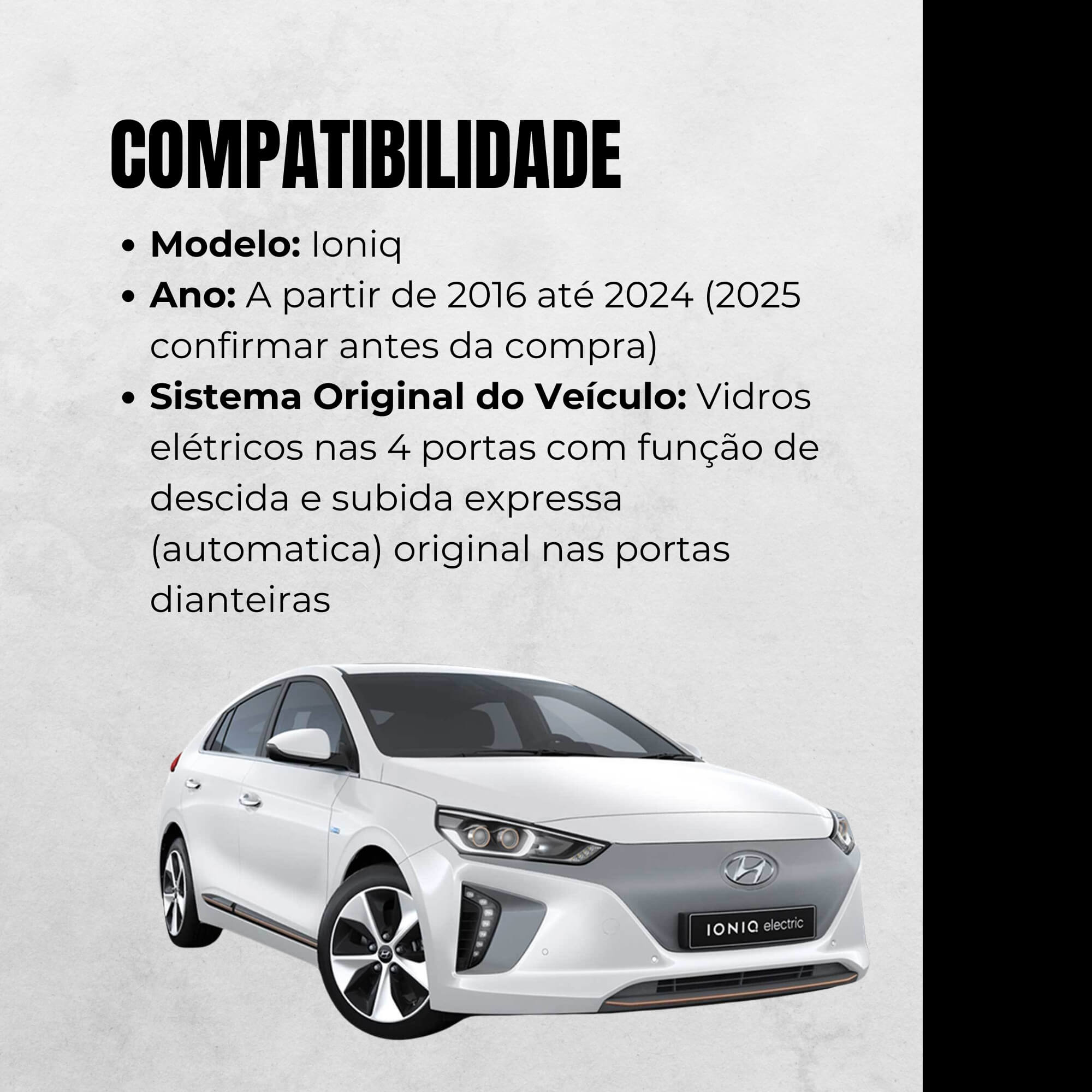 Módulo Automação de Vidro Elétrico compatível com Ioniq a partir de 2016 Tury - PRO4.52FP