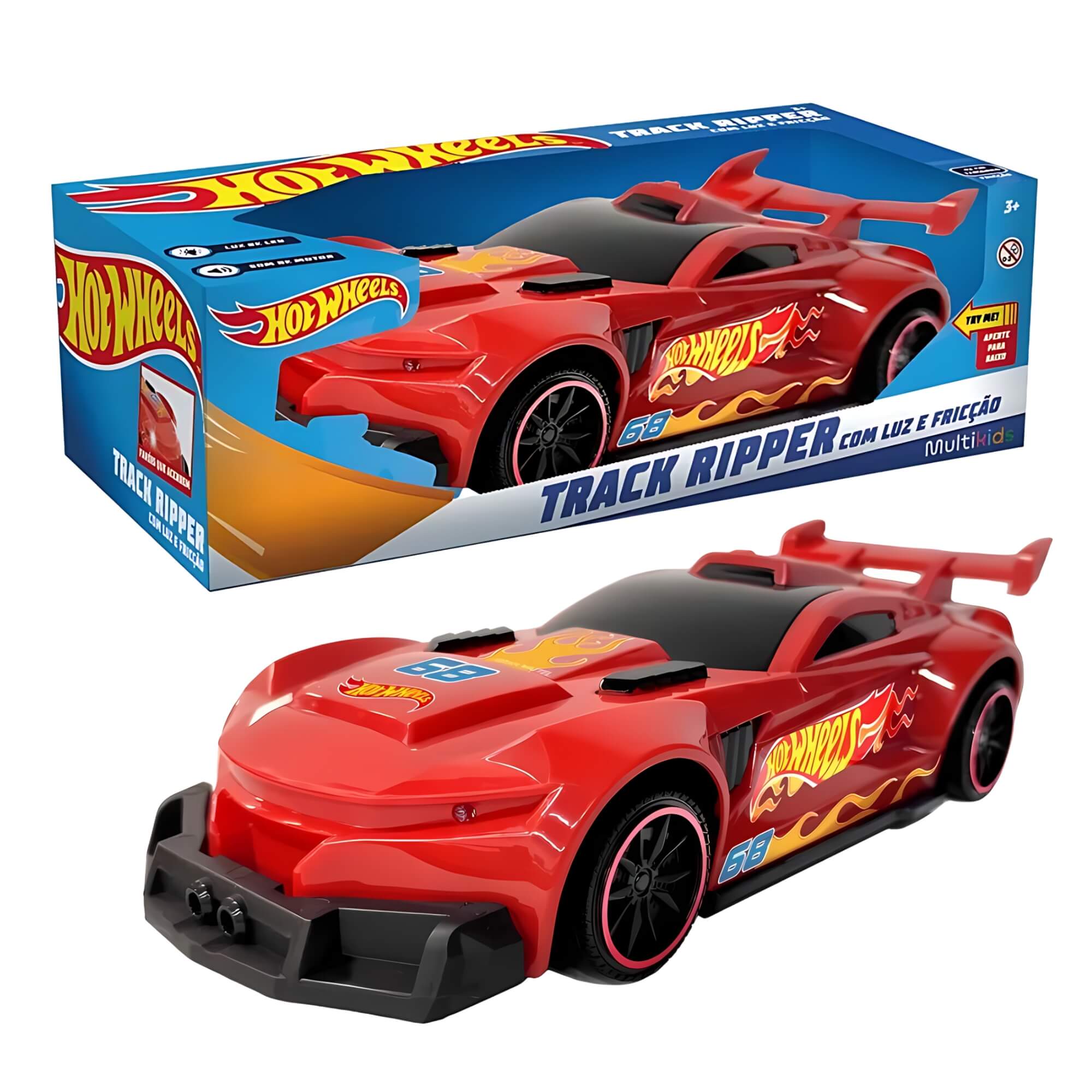 Brinquedo Infantil Hot Wheels Carros Track Ripper Vermelho c/ Luz e Som Multikids - BR2263