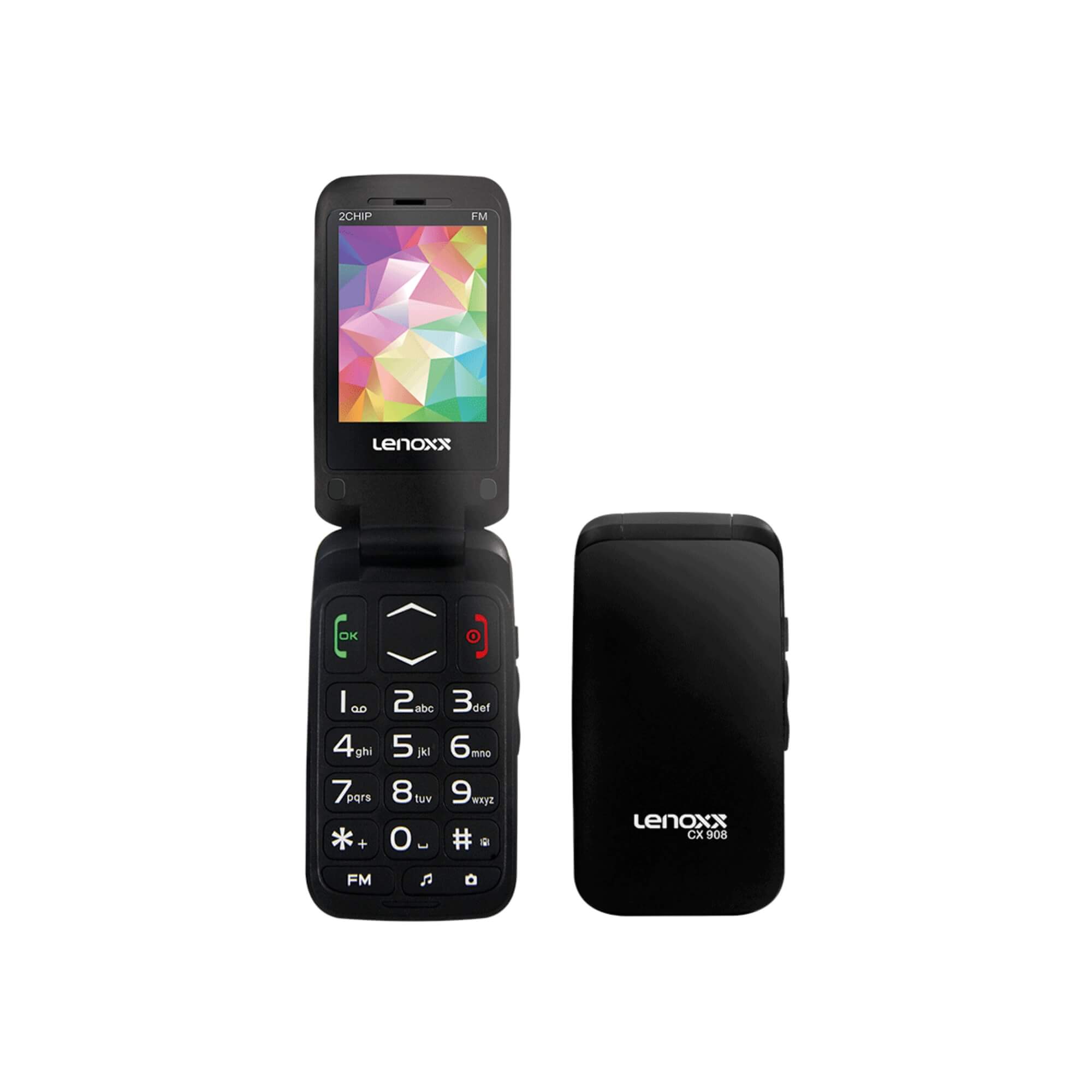 Celular para Idosos Flip Dual SIM 32 MB Câmera VGA, Bluetooth, Rádio FM Preto Lenoxx - CX 908